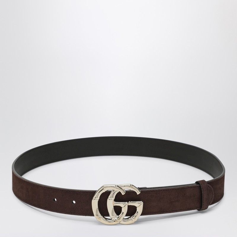 Gucci Gucci Brown Suede Belt With Bamboo Gg Marmont Buckle Size ONE SIZE - 1 Thumbnail