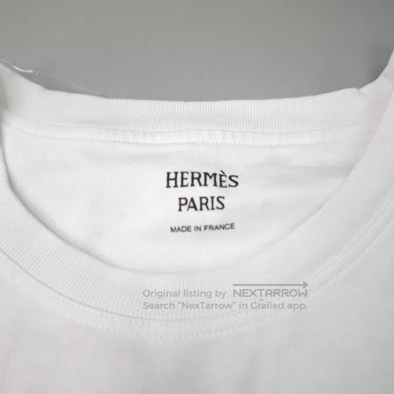 Hermes Hermes White Embroidered Chest Pocket Short Sleeve Size M / US 6-8 / IT 42-44 - 5 Thumbnail