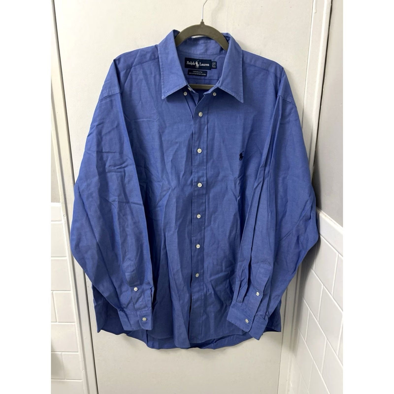 Ralph Lauren VINTAGE Ralph Lauren Yarmouth Shirt Mens 17 35 Blue Pinpoint Oxford Button Down L/S Size US XL / EU 56 / 4 - 2 Thumbnail