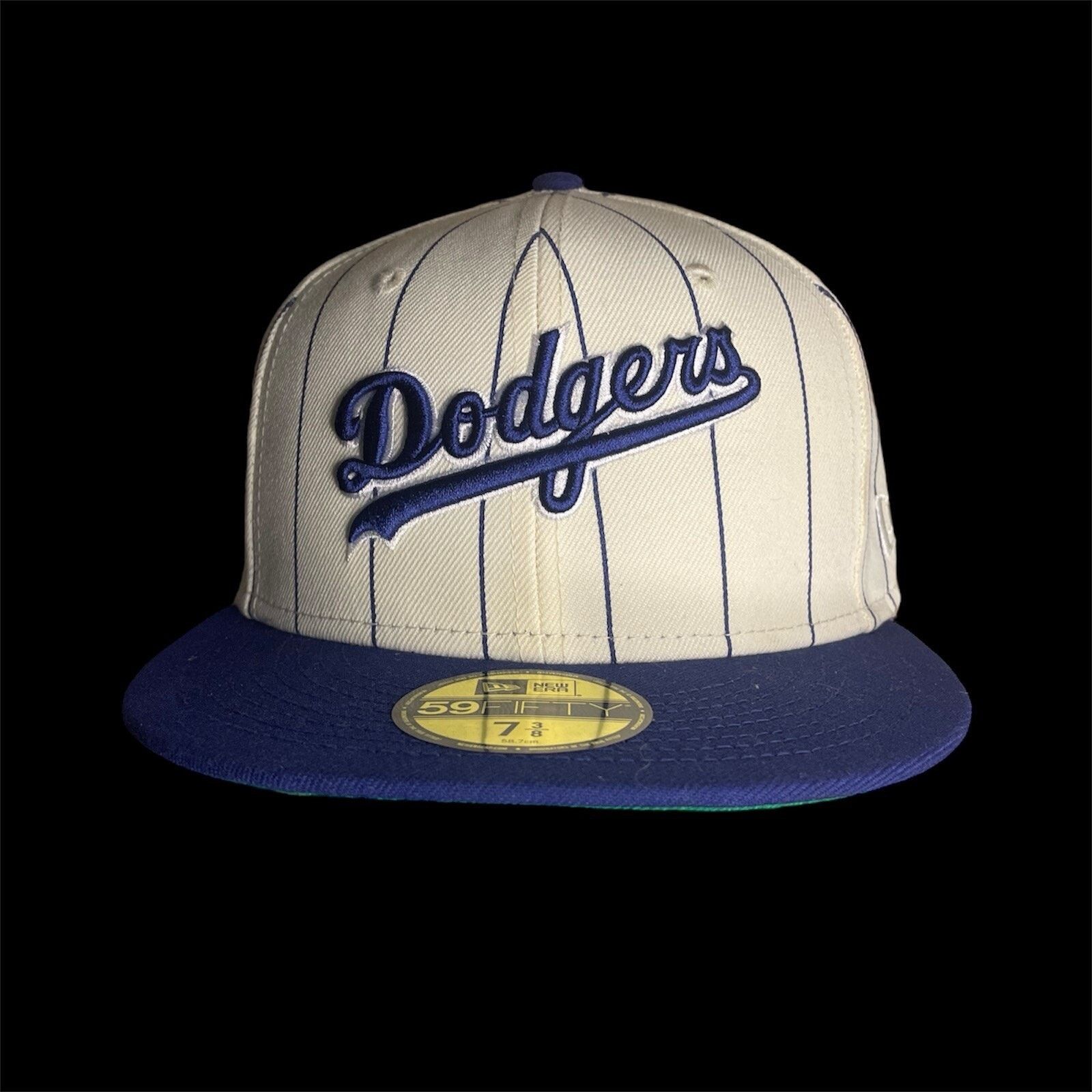 New Era LA Dodgers NewEra 5950 Off White Pinstripe Script Hat 7 3/8 Size ONE SIZE - 1 Thumbnail