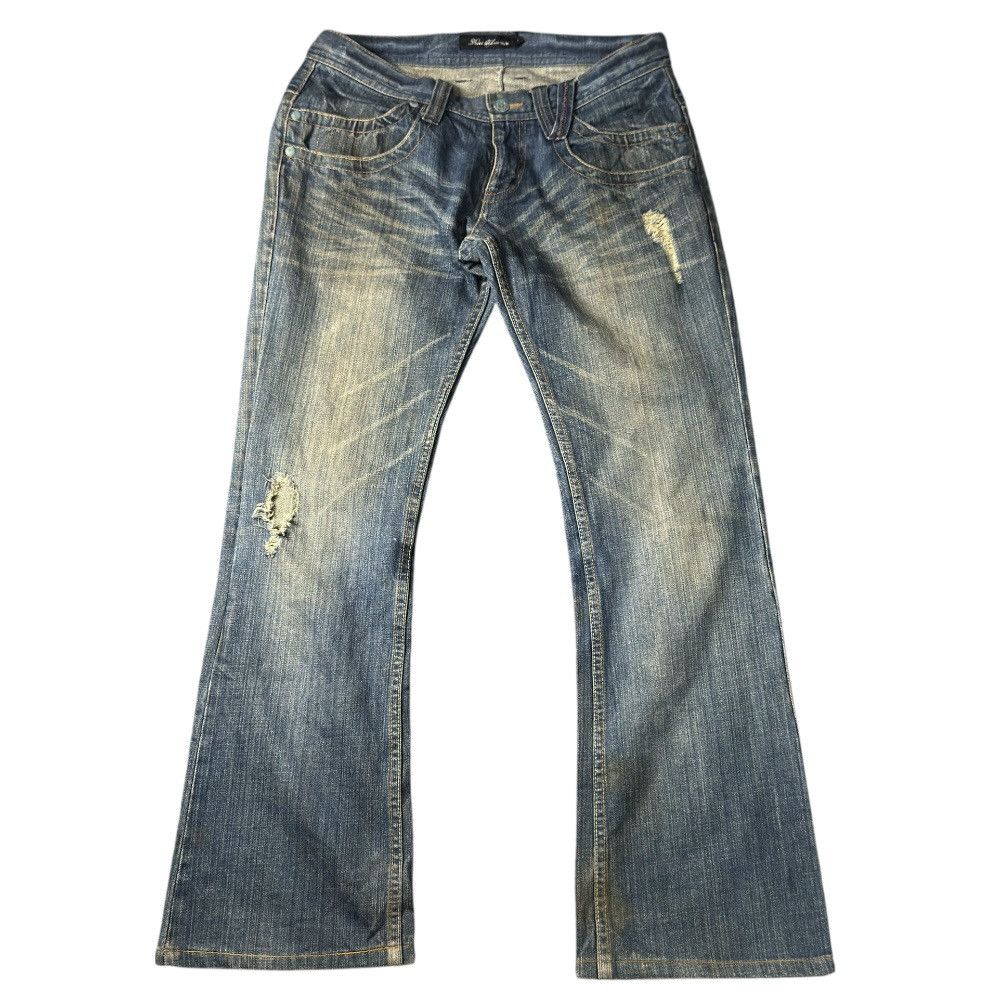 Hysteric Glamour 🇯🇵 Japanese Flared Y2k Root Three Dirty Wash Distressed Denim Size US 31 - 2 Thumbnail