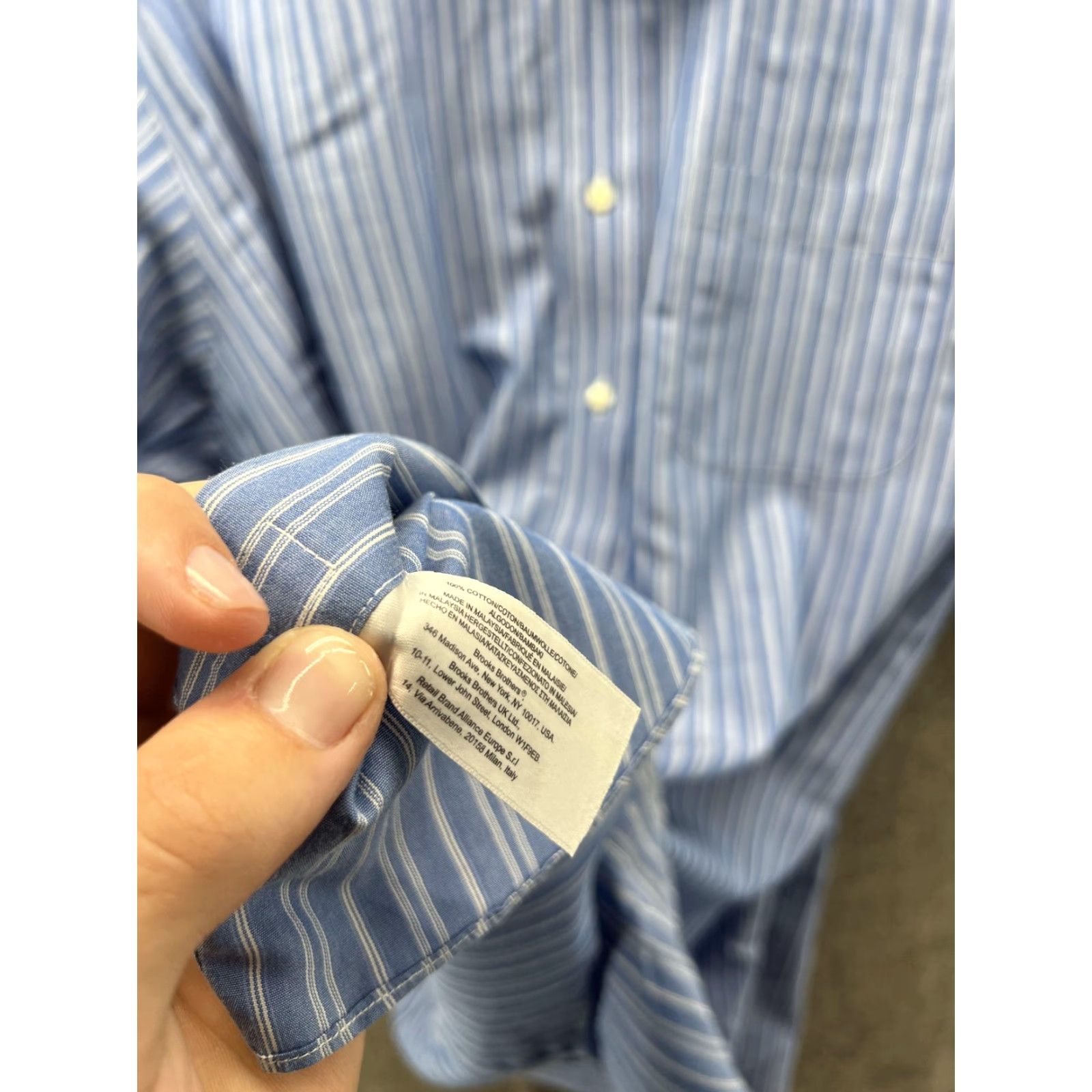 Brooks Brothers Brooks Brothers Dress Shirt Mens 17.5 35 Blue Stripe Traditional Fit Non Iron Shirt Size 48R - 3 Thumbnail