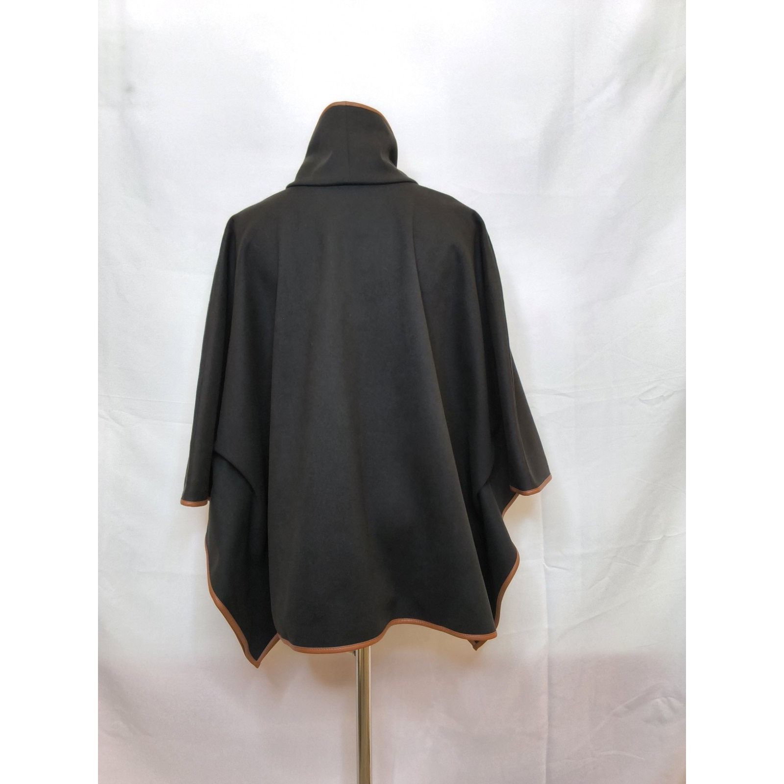 Other Tuckernuck Piper Poncho O/S Black Funnel Neck Leather Trim Size ONE SIZE - 3 Thumbnail
