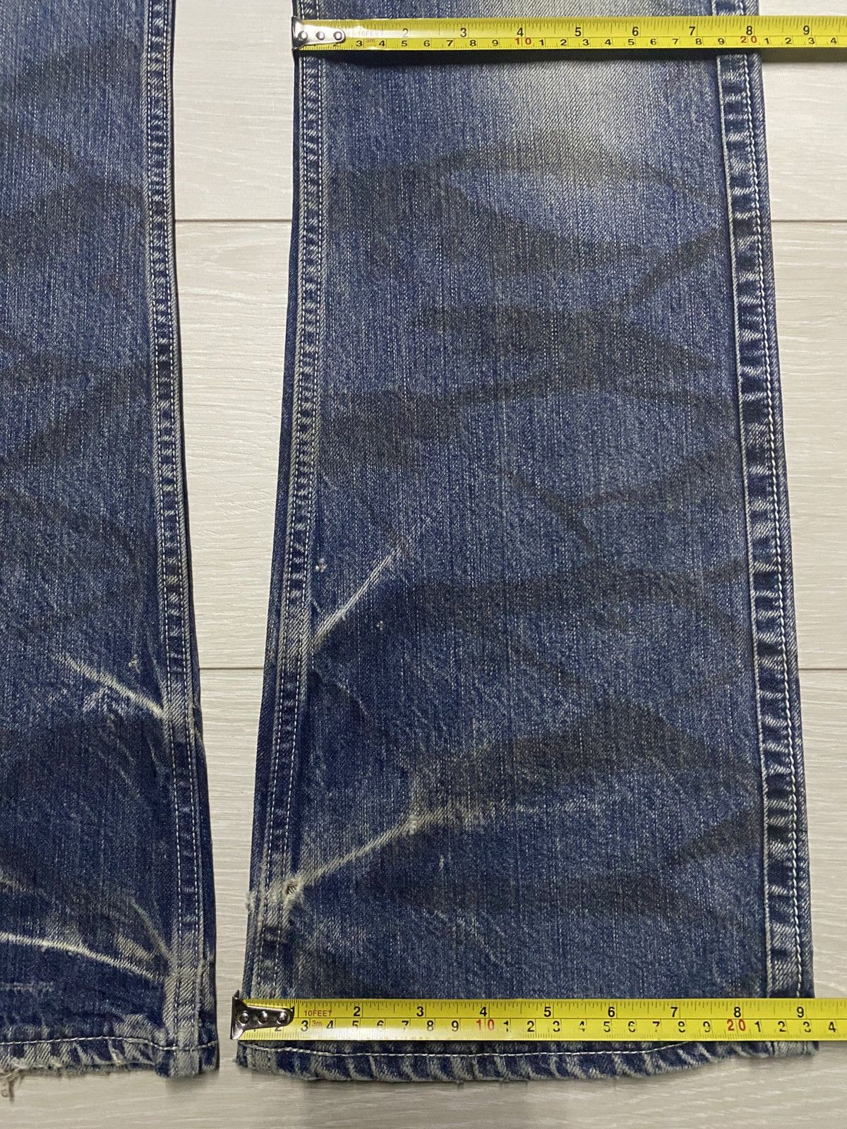 Tornado Mart Vintage BlueWay Garment Jeans Maker Crack Wash Flare Jeans Size US 33 - 19 Thumbnail