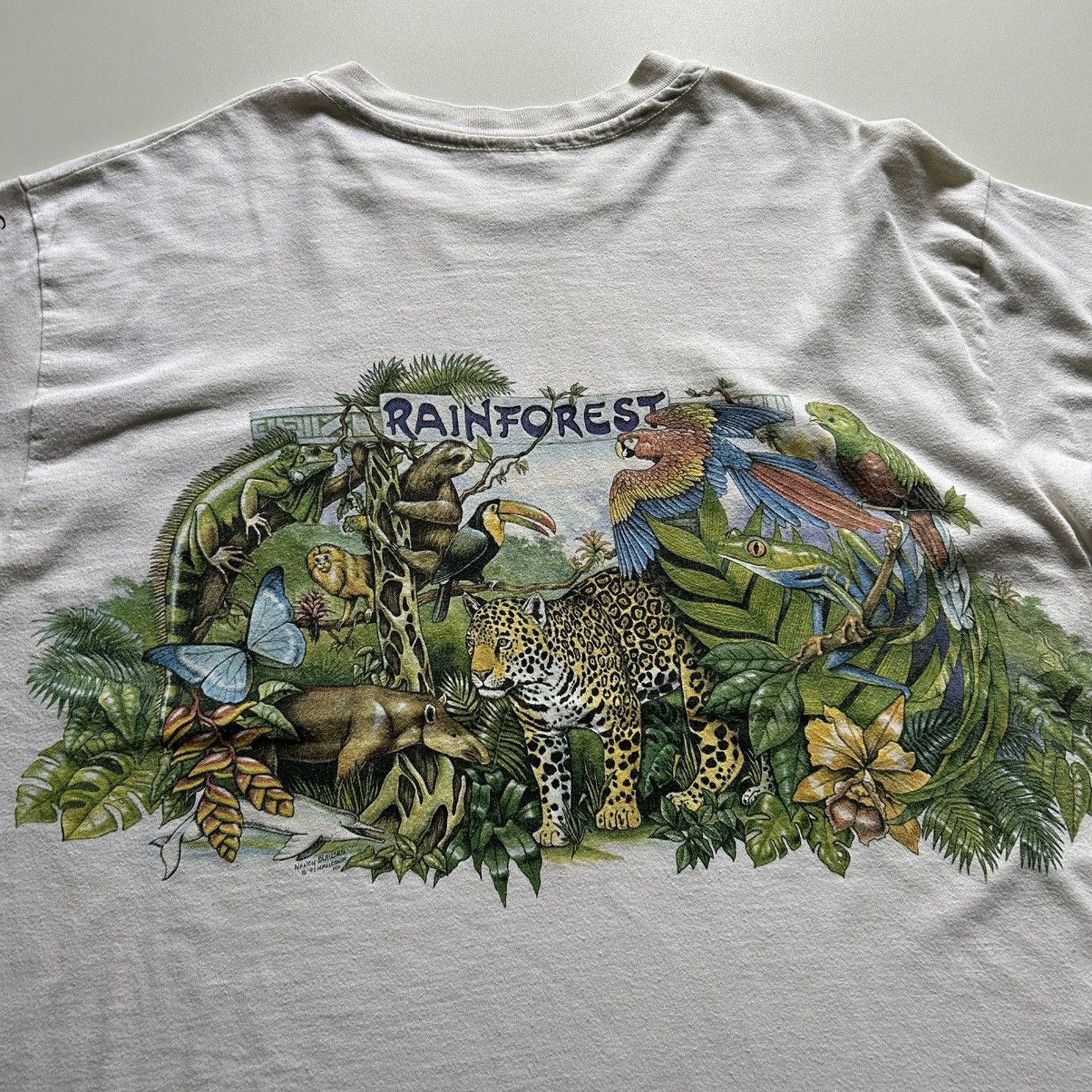 Hanes Vintage 90s Rainforest Wildlife Animal Art T Shirt XL Hanes Size US XL / EU 56 / 4 - 4 Thumbnail