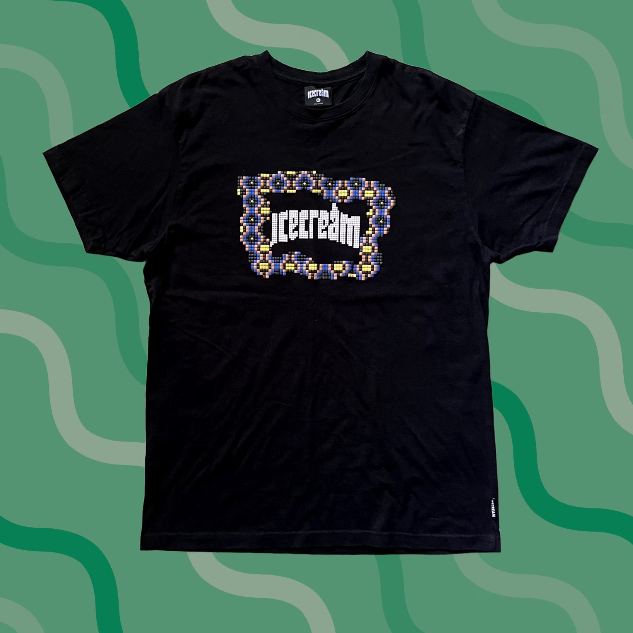 Vintage Icecream Shirt Mens XL Black Pixel Frame Graphic Tee Designer Streetwear Rapper Size US XL / EU 56 / 4 - 1 Thumbnail