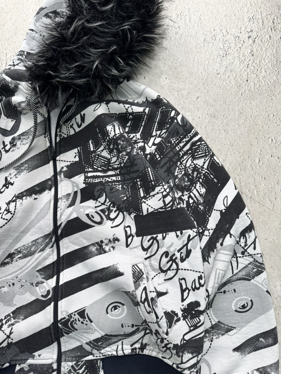 If Six Was Nine y2k fur fuzzy hoodie over print hysteric glamour jacket Size US XL / EU 56 / 4 - 7 Thumbnail