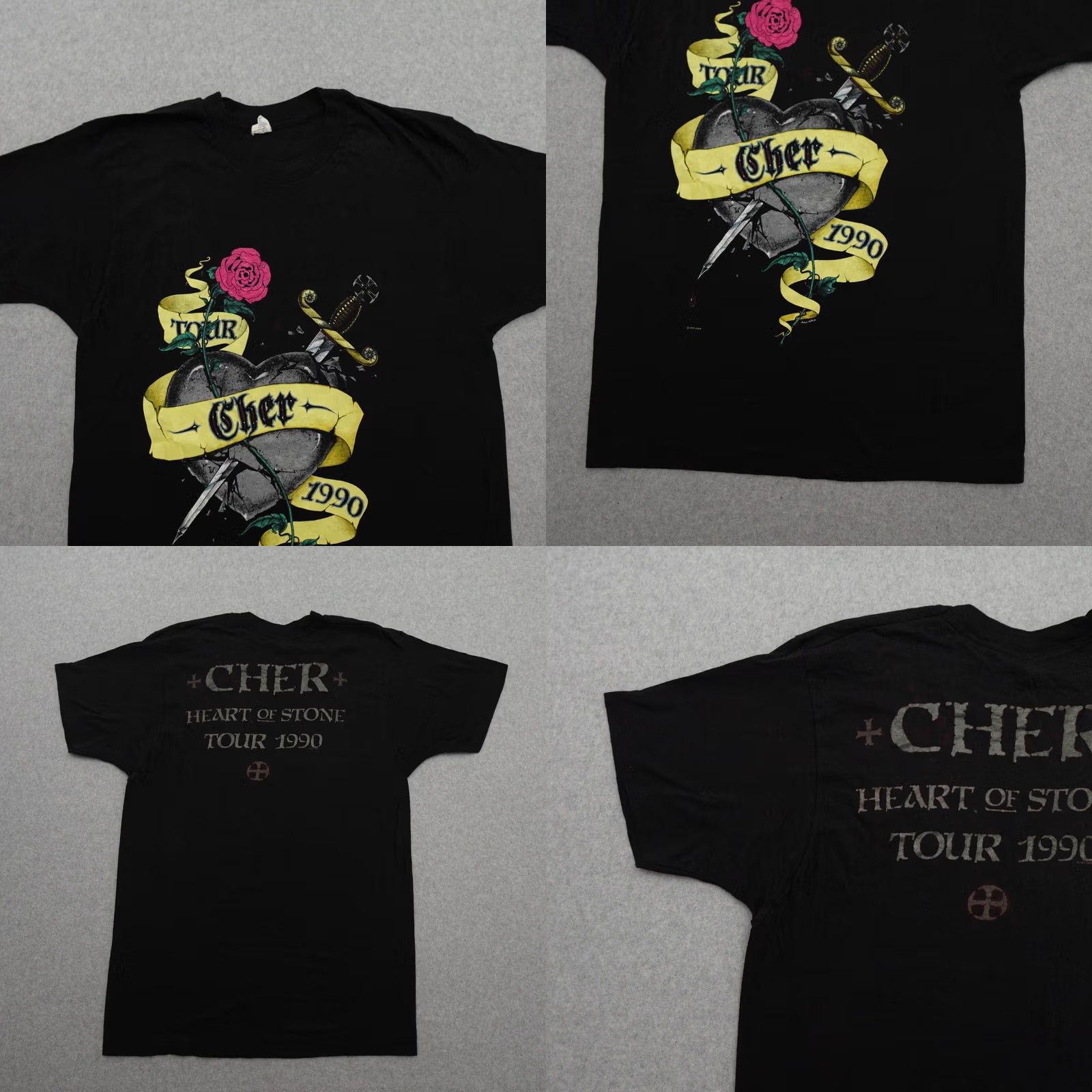 Vintage VINTAGE Cher Heart of Stone Concert 1990 Tour Band T-shirt XL Black Fruit Of A Loom Size US XL / EU 56 / 4 - 8 Thumbnail