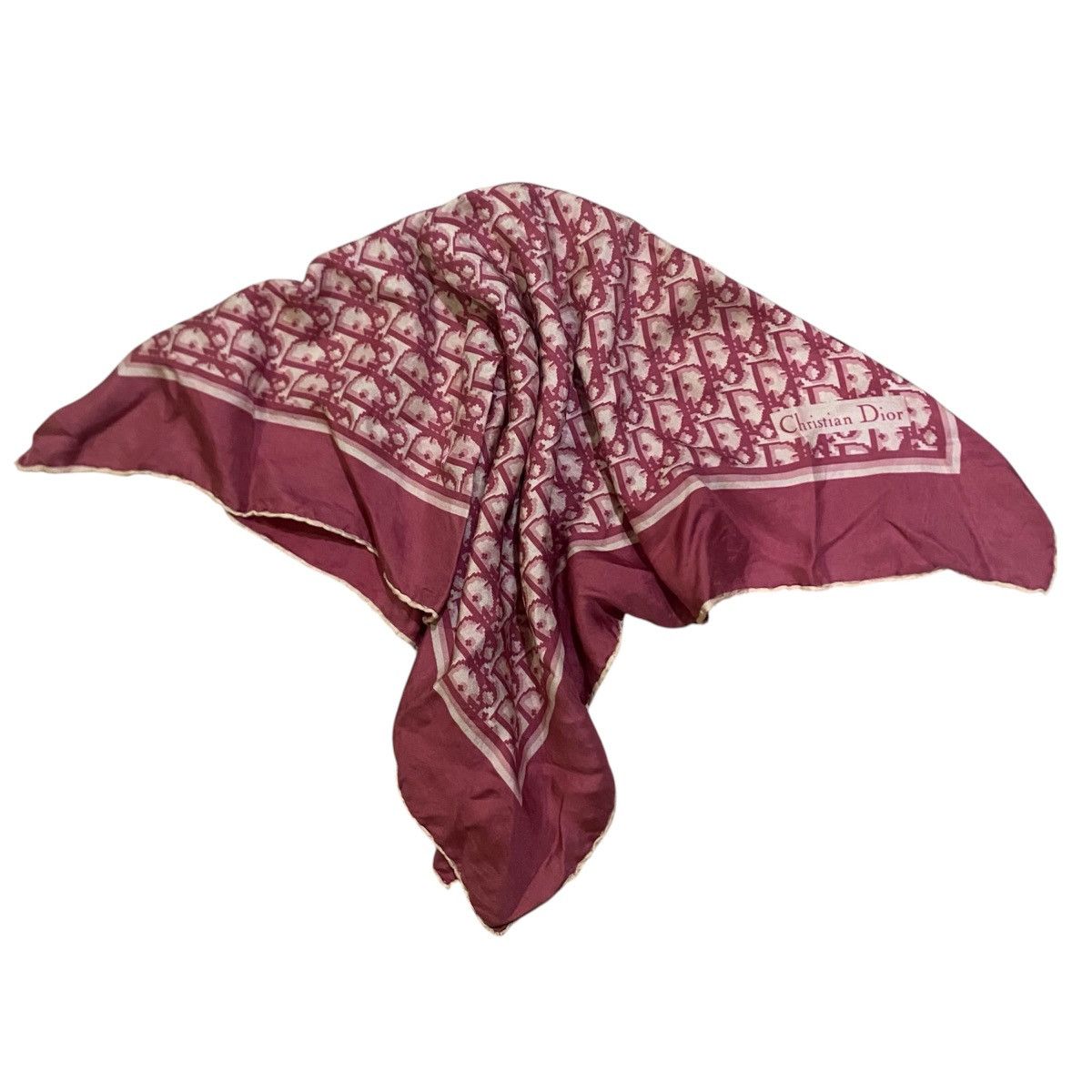 Christian Dior Monsieur Christian Dior Scarf Monogram in Red Burgundy Silk Size ONE SIZE - 2 Thumbnail