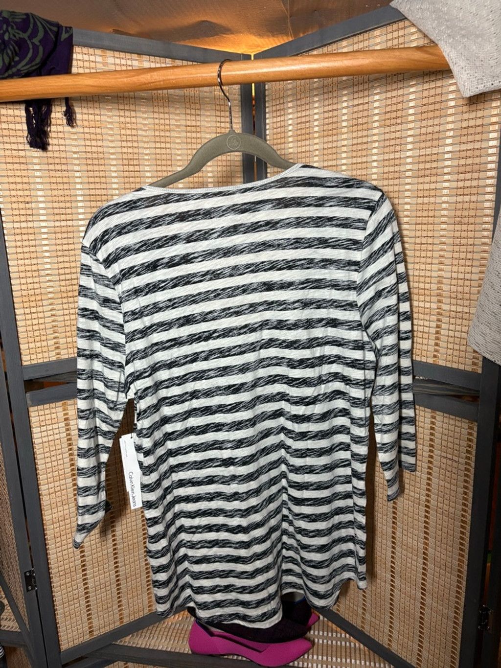 Calvin Klein Calvin Klein Jeans Black & White Striped Long Sleeve Tee Size XL / US 12-14 / IT 48-50 - 4 Thumbnail