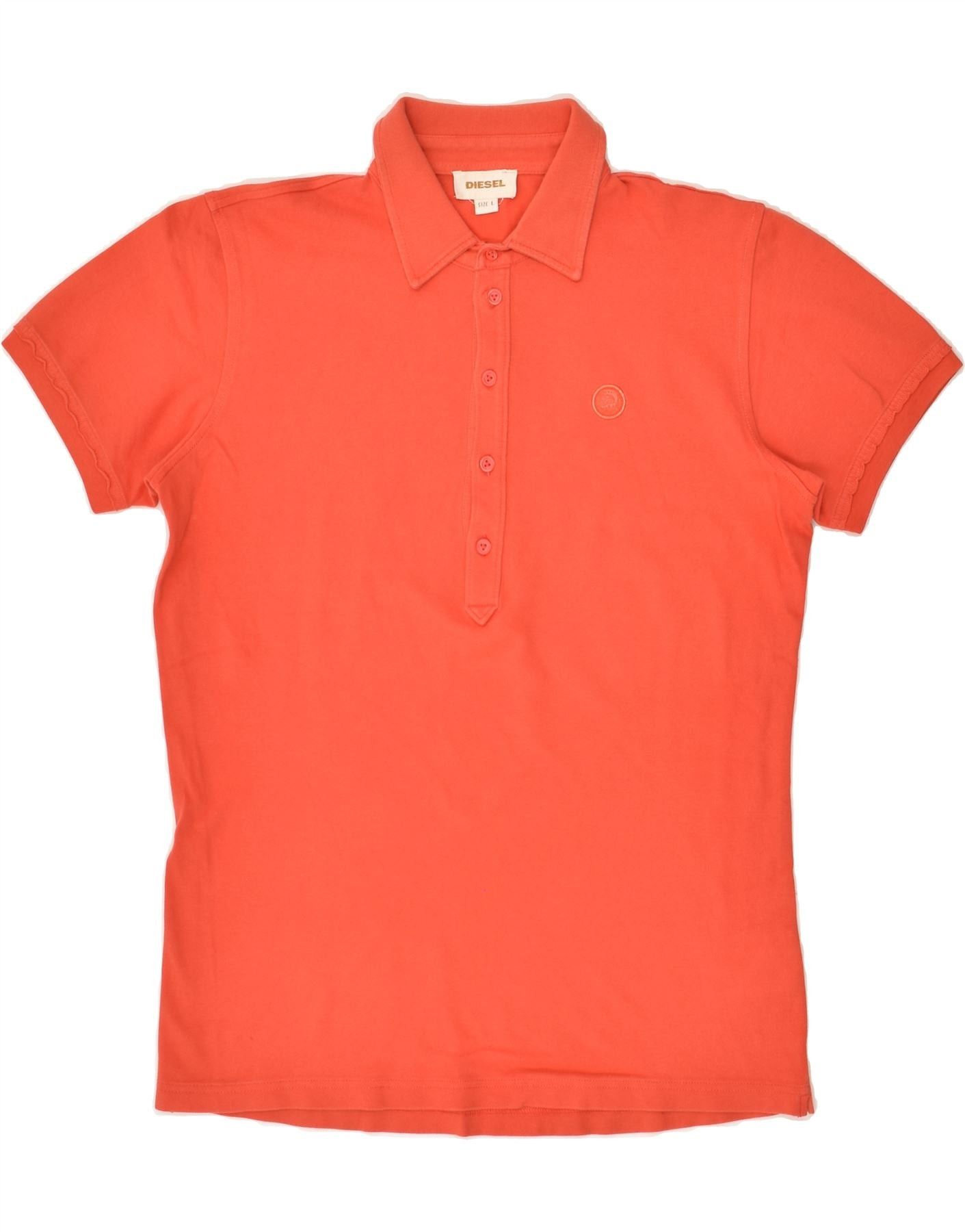 Diesel Womens Polo Shirt UK 14 Large Orange Cotton Size L / US 10 / IT 46 - 1 Thumbnail