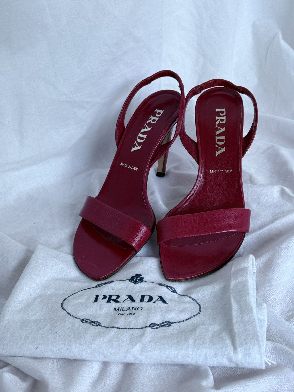 Prada Prada Vintage Red Leather Sandals Heels Size US 8 / IT 38 - 6 Thumbnail