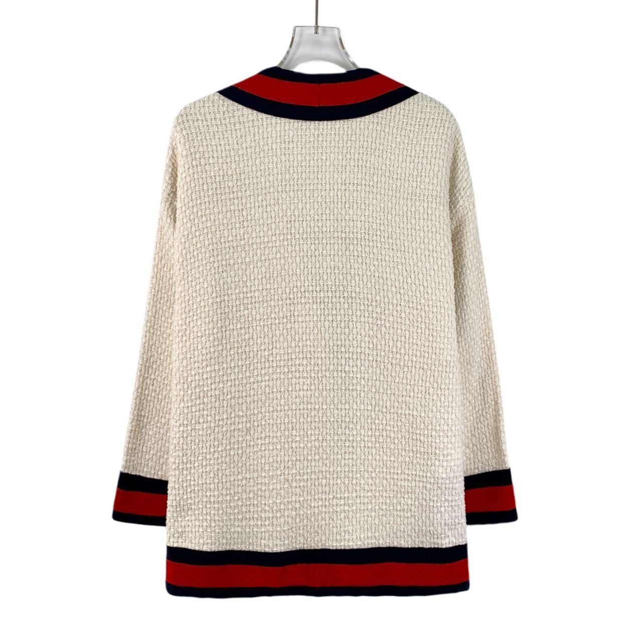 Gucci Gucci Ivory Tweed V-Neck Cardigan Coat With Red & Navy Strip Size XXS / US 00 / IT 34 - 7 Thumbnail