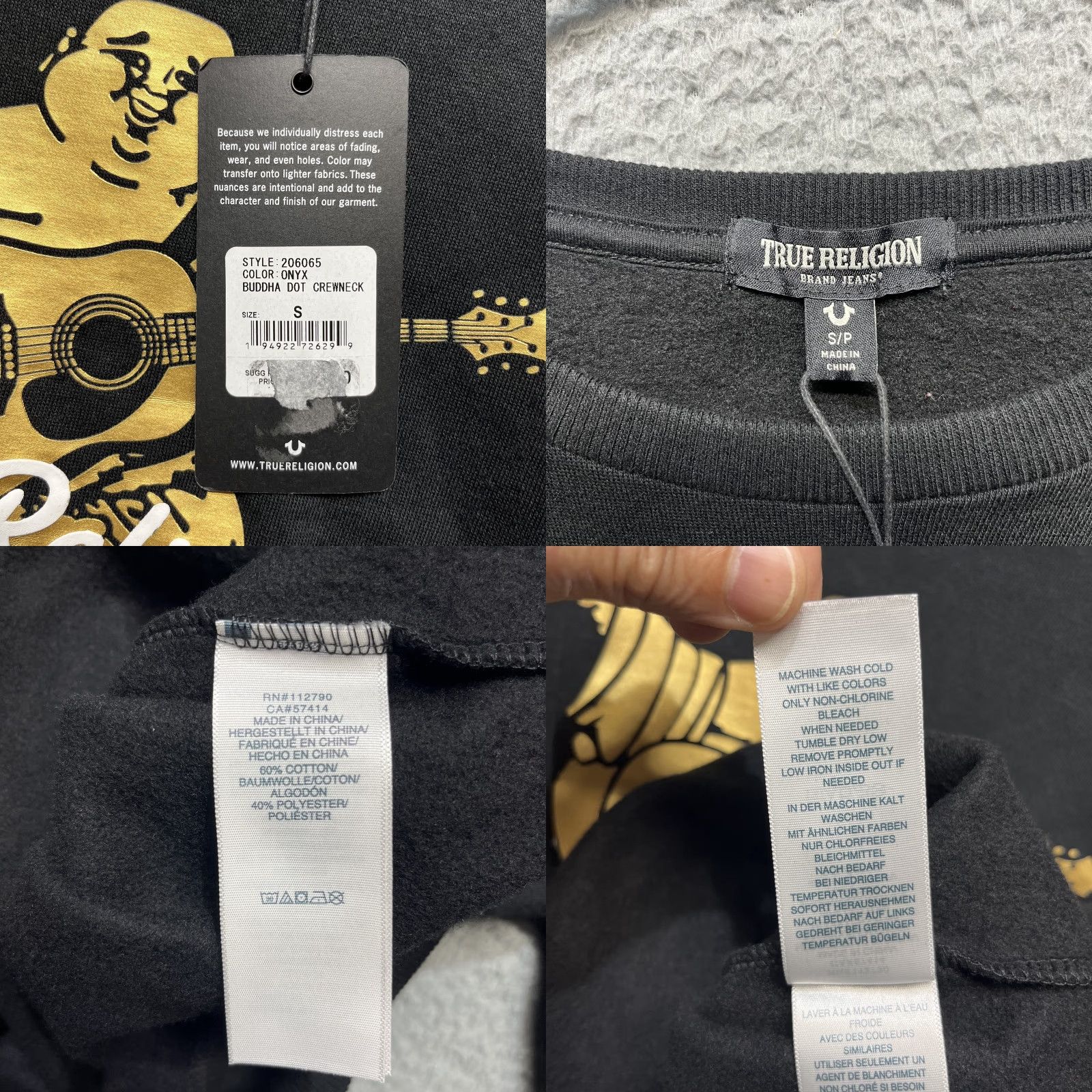 True Religion VINTAGE True Religion Sweatshirt Womens Small Black Buddha Dot Crewneck Gold Graphic Size S / US 4 / IT 40 - 9 Thumbnail