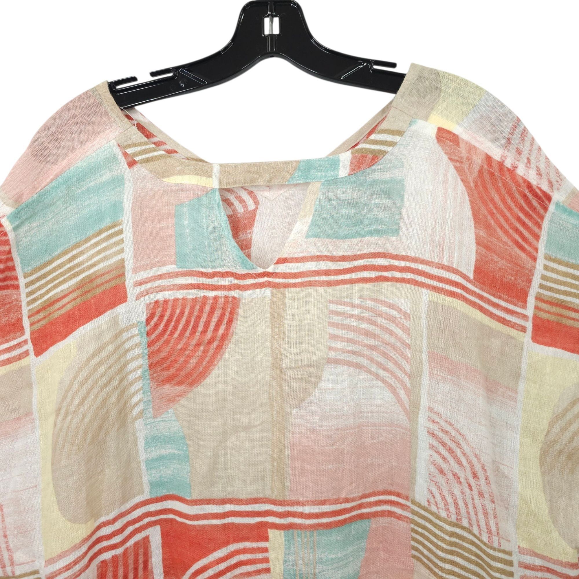 Chicos Chicos Linen Poncho Blouse Womens Size S/M Geometric Keyhole Size S / US 4 / IT 40 - 11 Thumbnail
