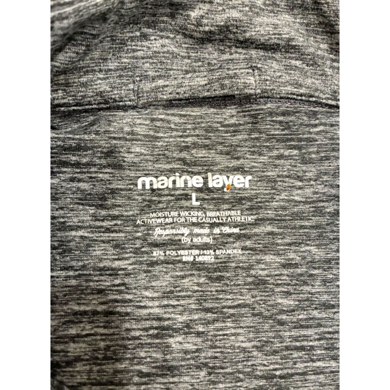 Marine Layer Marine Layer Men’s Sport Performance Quarter Zip Charcoal Gray Heather L Hoodie Mens Regular Chest Size L Size US L / EU 52-54 / 3 - 3 Thumbnail