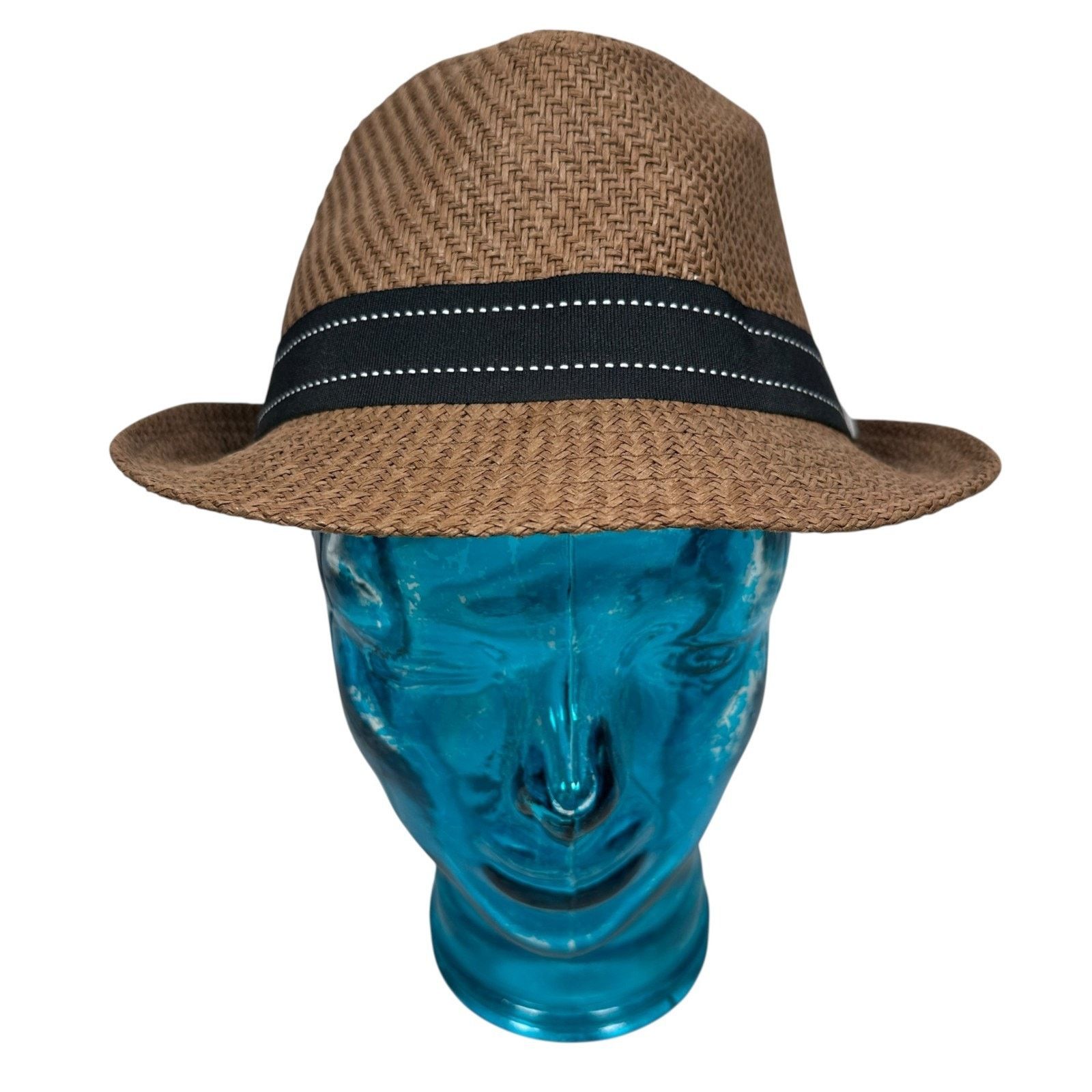 Other Peter Grimm Fedora Hat Brown Black Striped Band Paper Cap Size ONE SIZE - 2 Thumbnail