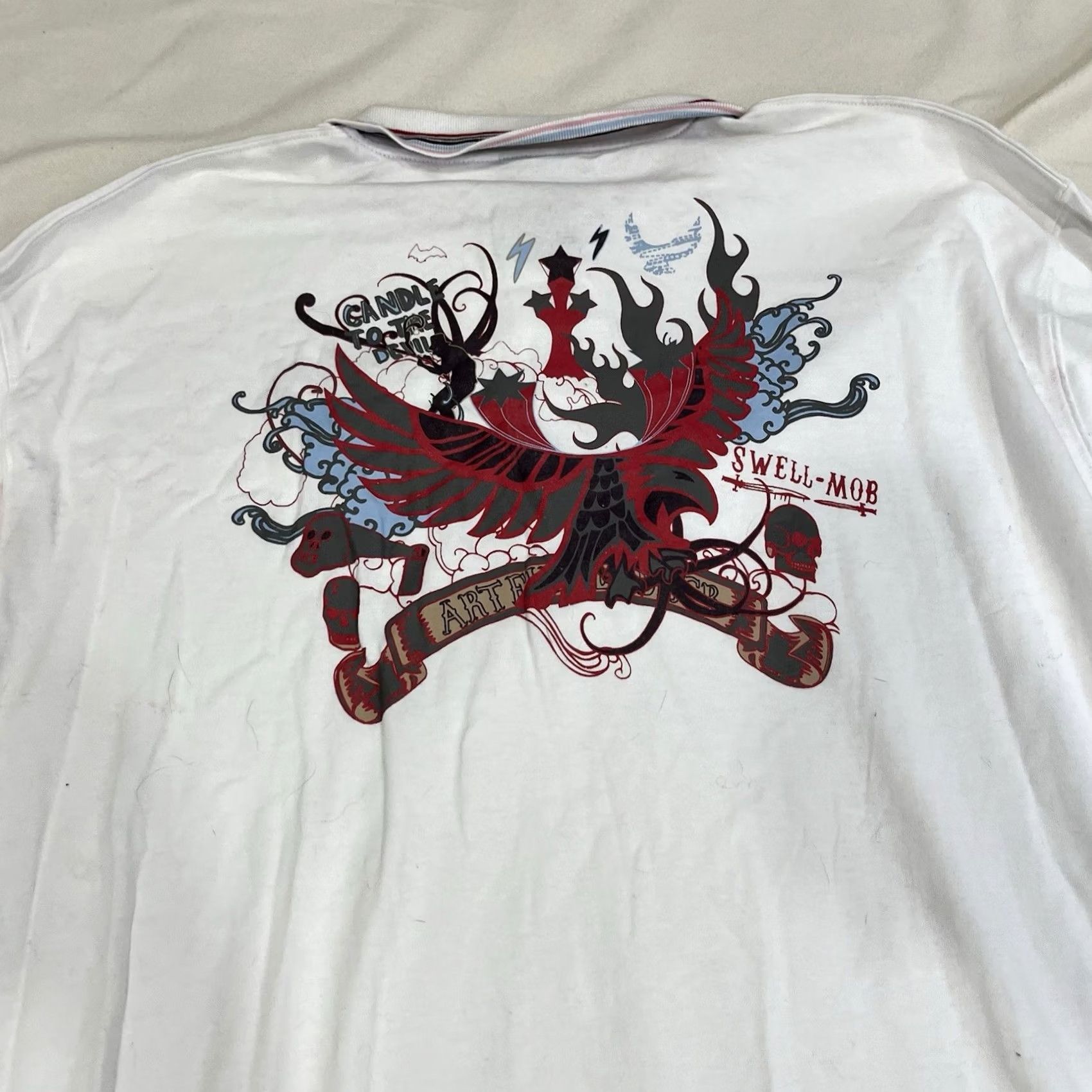 Vintage Artful Dodger Mens T-Shirt Polo Shirt White Embroidered Geometric Long Sleeve 2XL Cotton Mens Shirts Corporate? Size US XXL / EU 58 / 5 - 3 Thumbnail