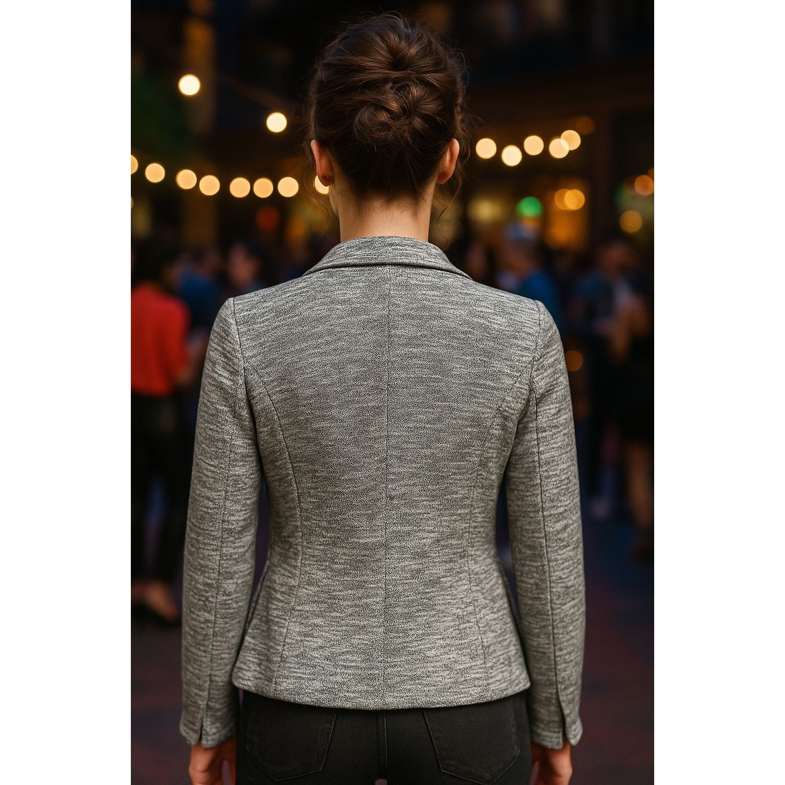 Other 41 Hawthorn Medium Grey Fitted Knit Blazer Single Button Str Size M / US 6-8 / IT 42-44 - 4 Thumbnail
