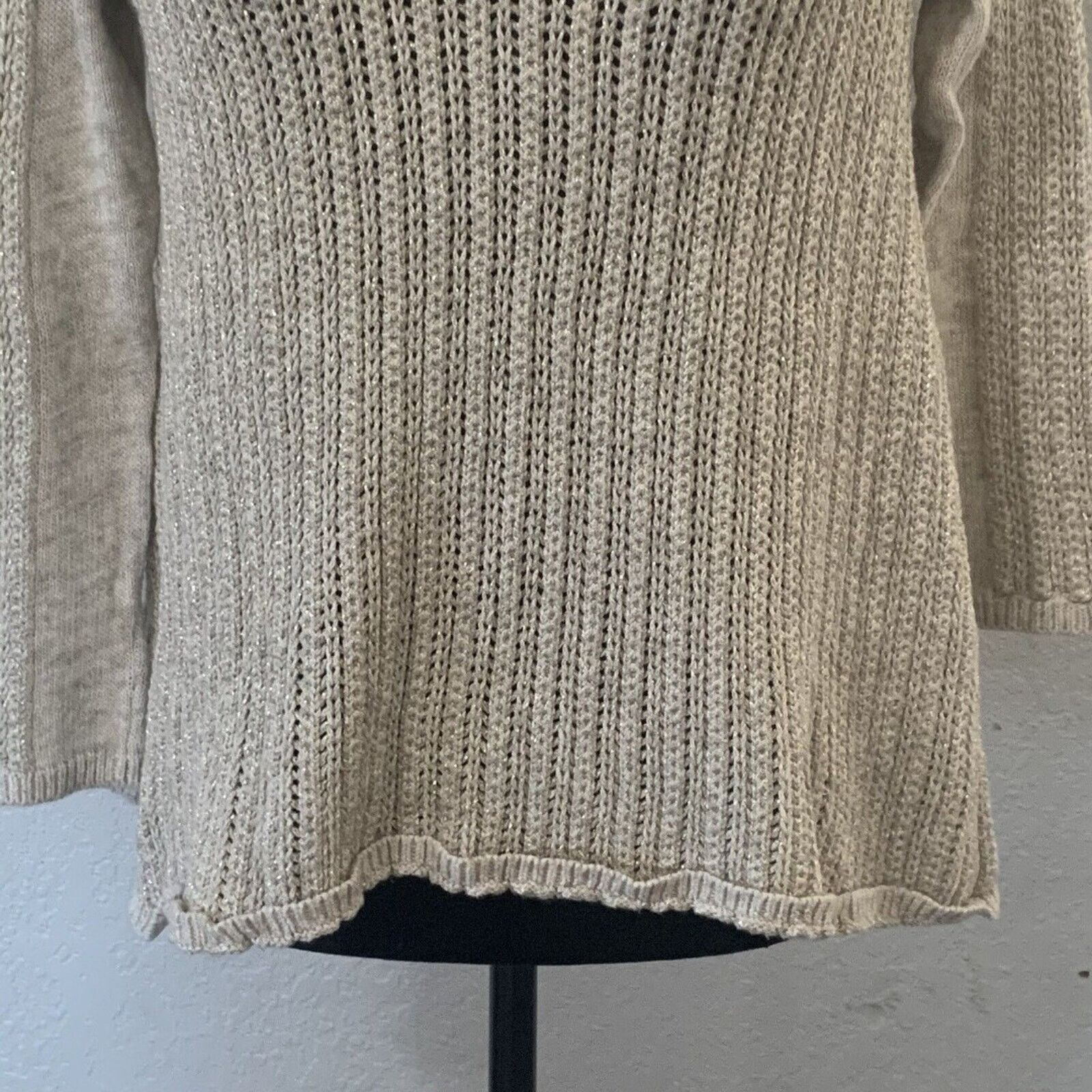 Lucky Brand Lucky Brd Sweater Sm Beige Metallic Gold Long Sleeve Acrylic Size S / US 4 / IT 40 - 4 Thumbnail