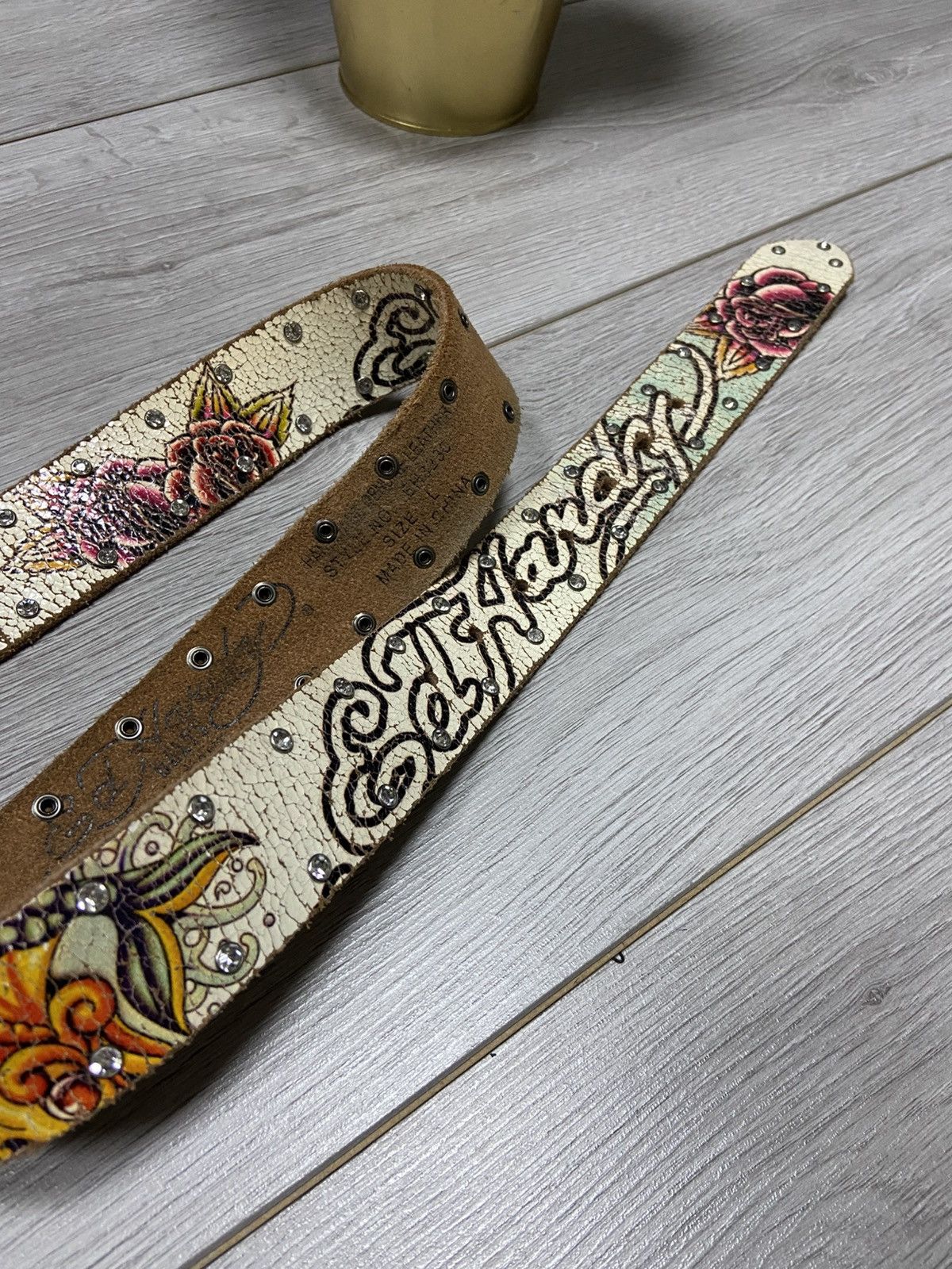 Ed Hardy Ed Hardy spell out roses 🌹 vintage leather belt Size ONE SIZE - 3 Thumbnail