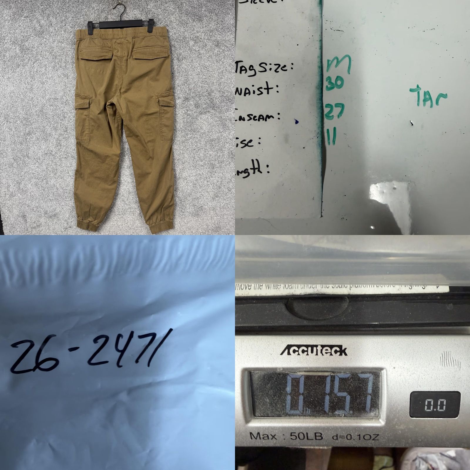 Vintage Sonoma Cargo Jogger Pants Mens M 30x27 Tan Cotton Spandex Elastic Waist Pockets Tapered Crew Casual Workwear Hipster Preppy Size US 31 - 8 Thumbnail