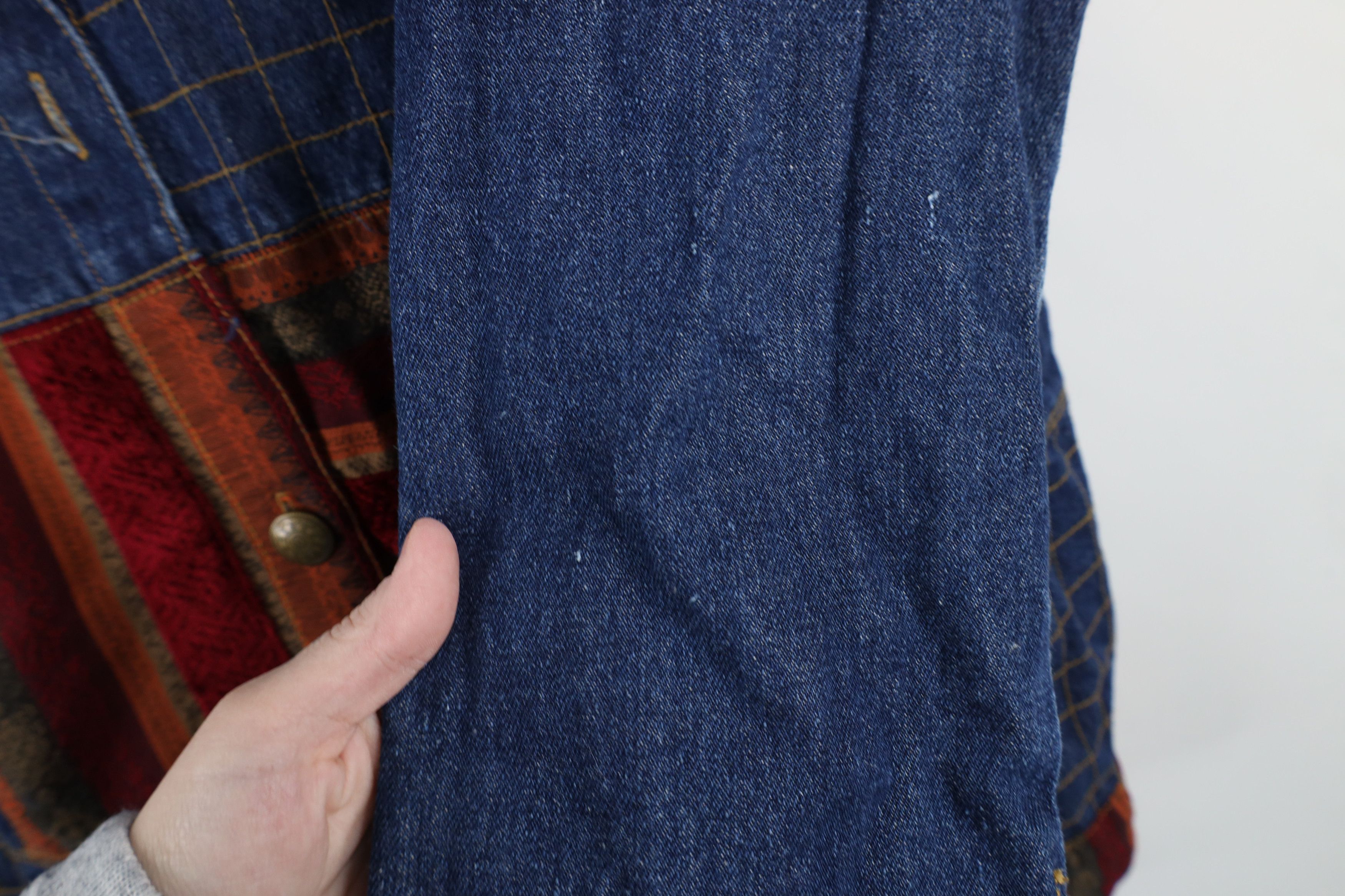 Vintage Vintage 90s Streetwear Rainbow Patchwork Denim Button Jacket Size XL / US 12-14 / IT 48-50 - 6 Thumbnail