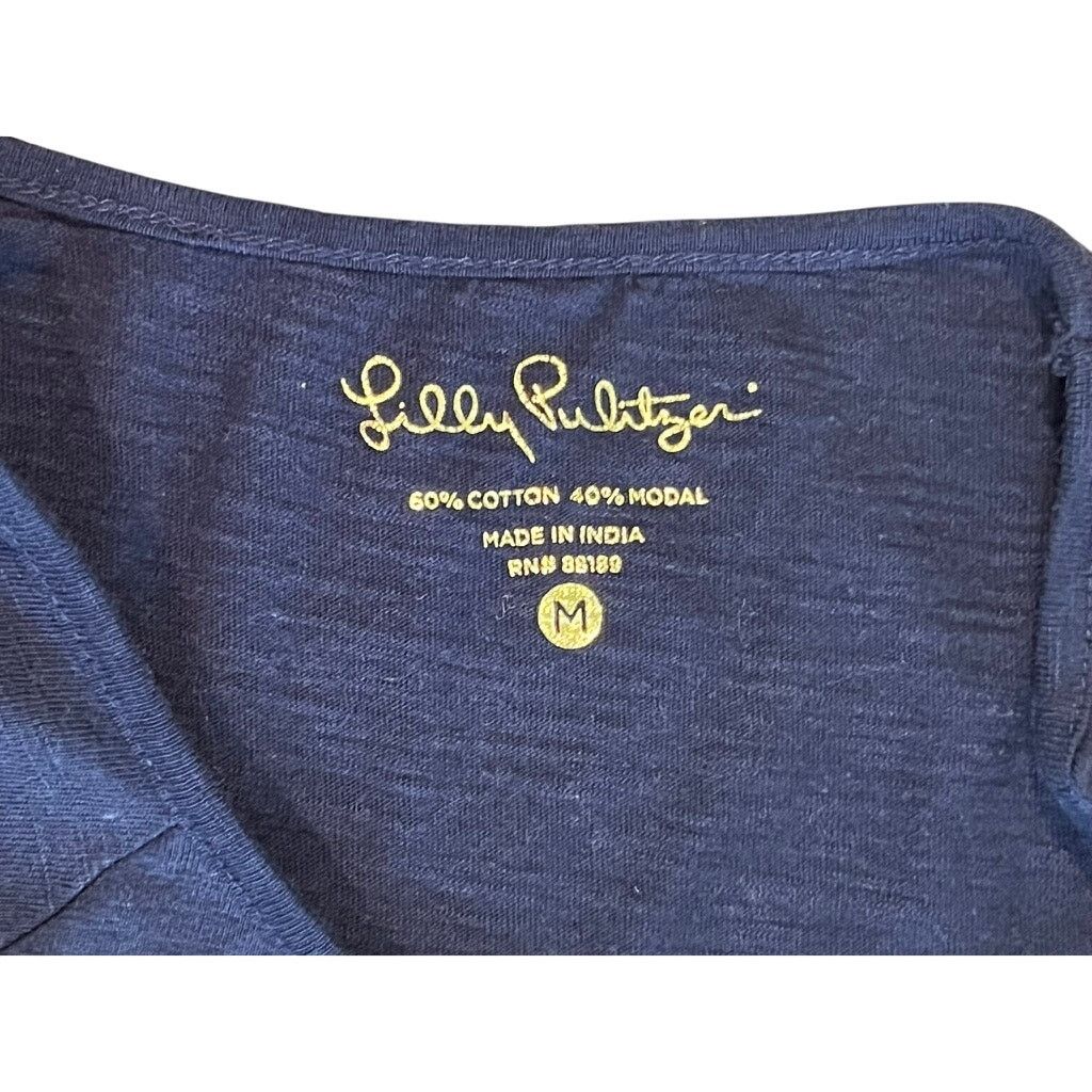 Lilly Pulitzer Lilly Pulitzer 26198 Suncrest Swing MEDIUM Tab Sleeves Navy Size M / US 6-8 / IT 42-44 - 5 Thumbnail
