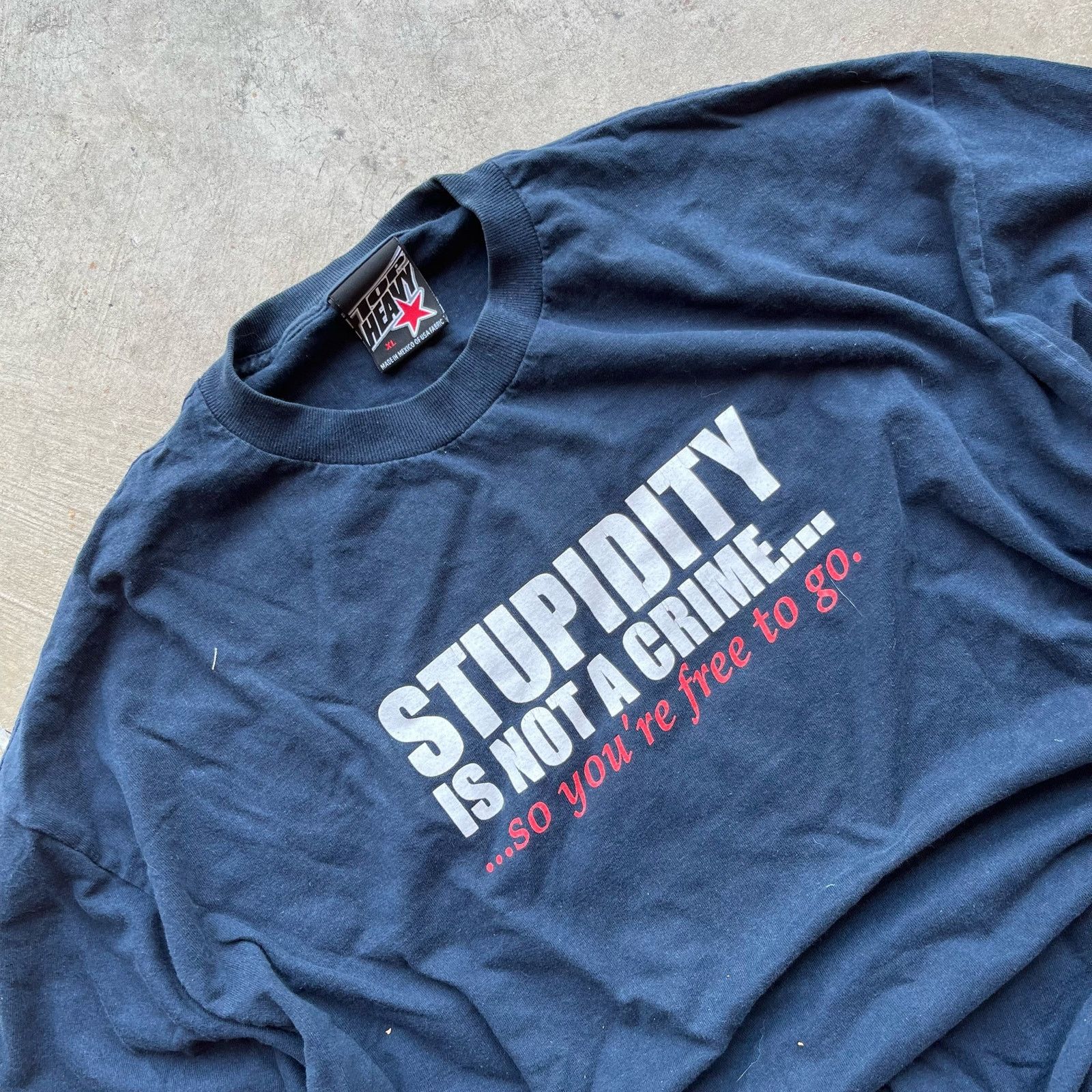 Vintage vintage top heavy y2k stupidity parody script tee shirt XL Size US XL / EU 56 / 4 - 1 Thumbnail
