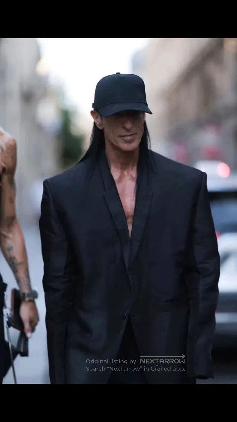 Rick Owens Runway Linen Tuxedo Jacket.