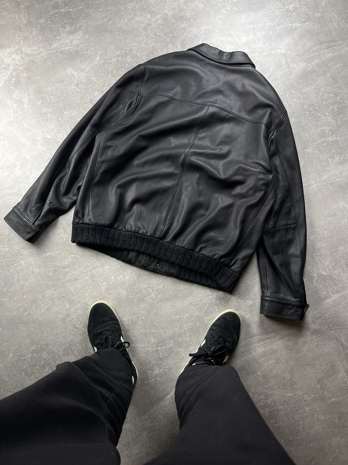 Genuine Leather × Gimo's Gimo's Luxury Black Cashmere Lining Leather Bomber Jacket Size US XL / EU 56 / 4 - 8 Thumbnail