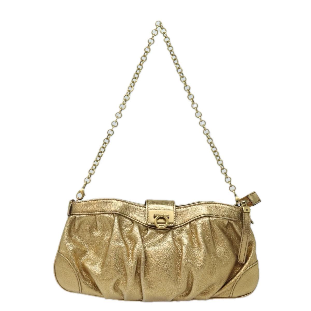 Salvatore Ferragamo Gancio Gold Leather Shoulder Bag (Pre-Owned) Size ONE SIZE - 1 Thumbnail