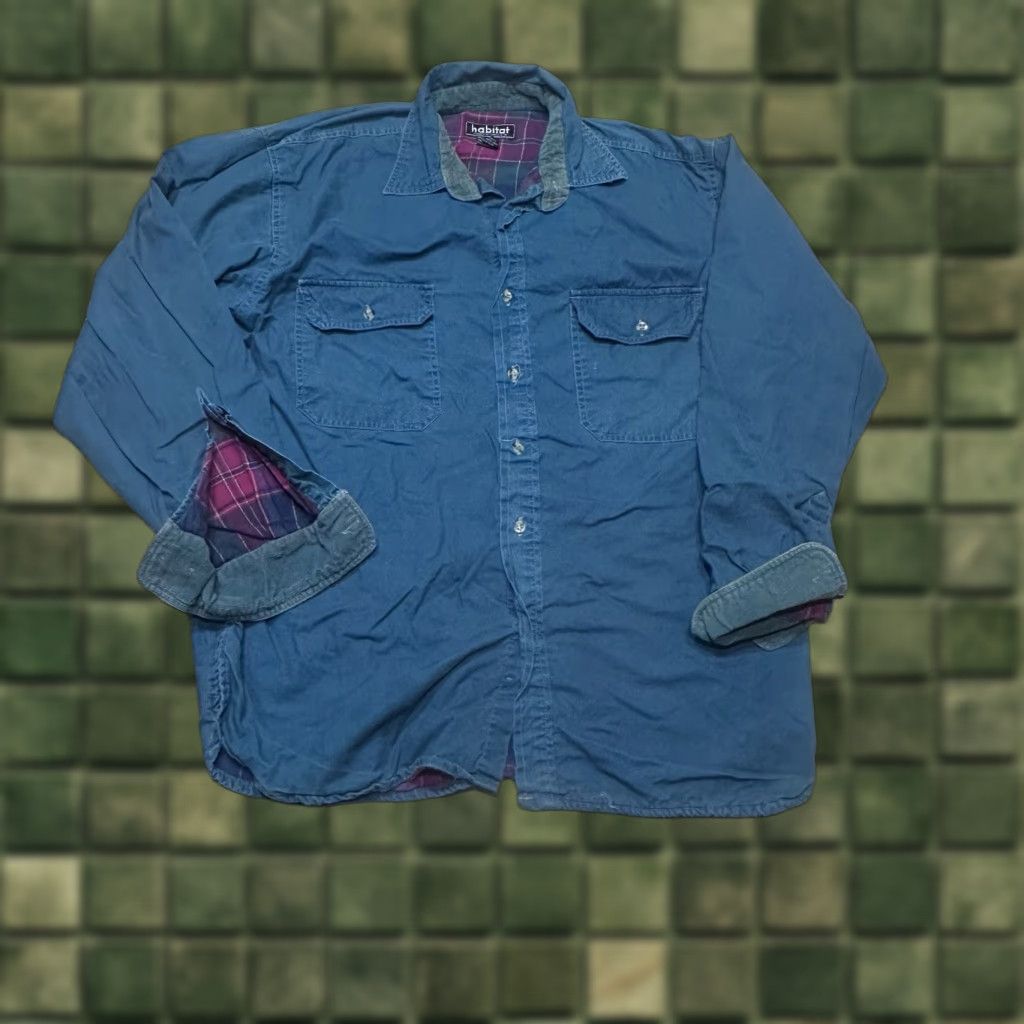 Habitat VINTAGE Habitat Button Up Shirt Mens Large Green Flannel Lined Shacket Size US L / EU 52-54 / 3 - 1 Thumbnail