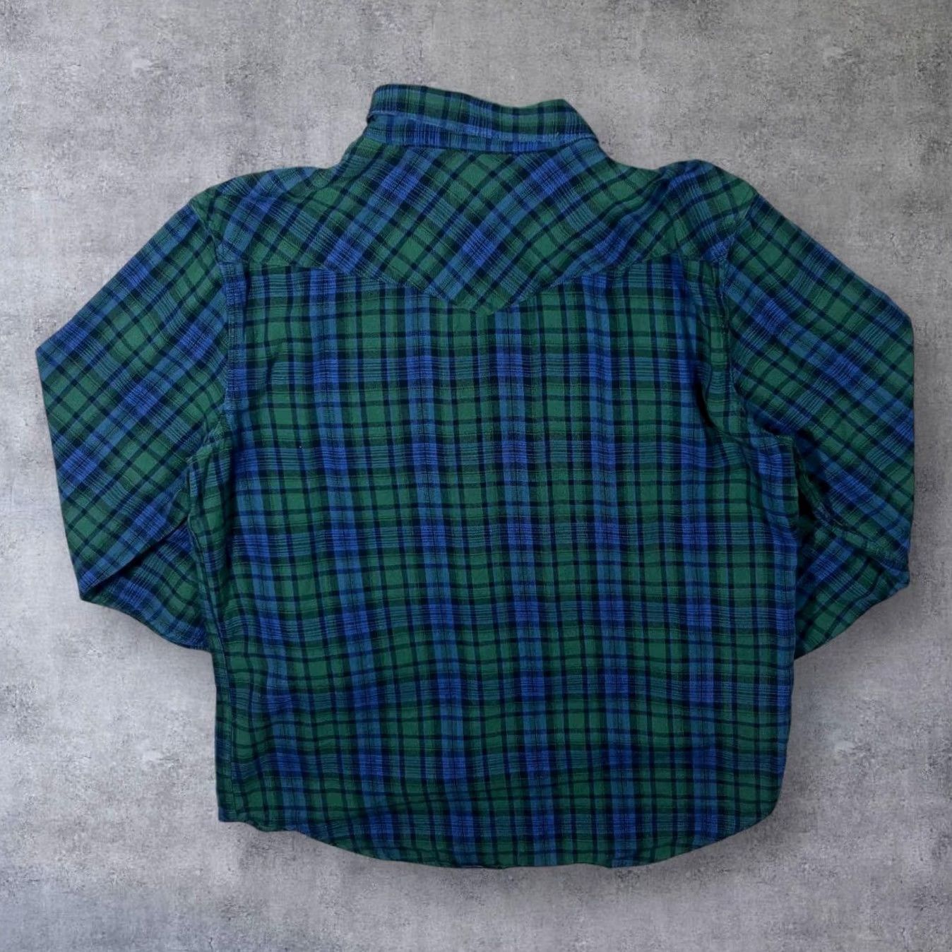 Lucky Brand Lucky Brand Cowboy Western Tartan Plaid Check Long Sleeve Button-Up Flannel Shirt L Men Regular Cotton Green Blue Black Check 100% Size US L / EU 52-54 / 3 - 2 Thumbnail