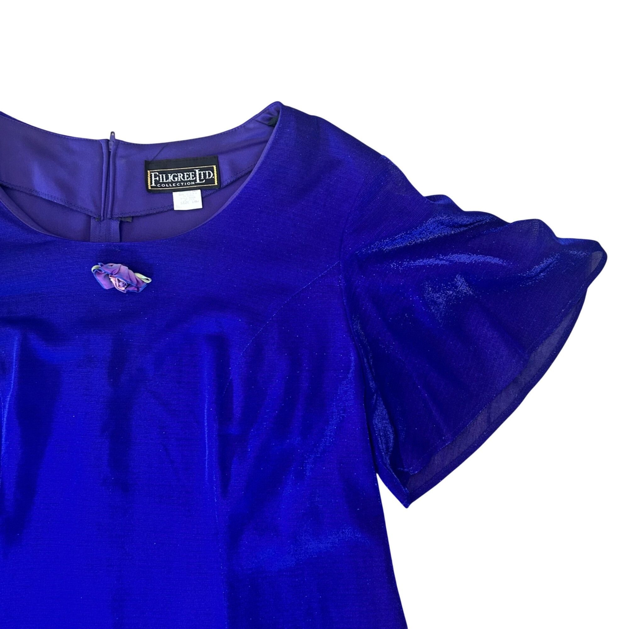 Vintage Vintage Purple Babydoll Shimmering Metallic Flutter Sleeve D Size XXL / US 16-18 / IT 52-54 - 3 Thumbnail
