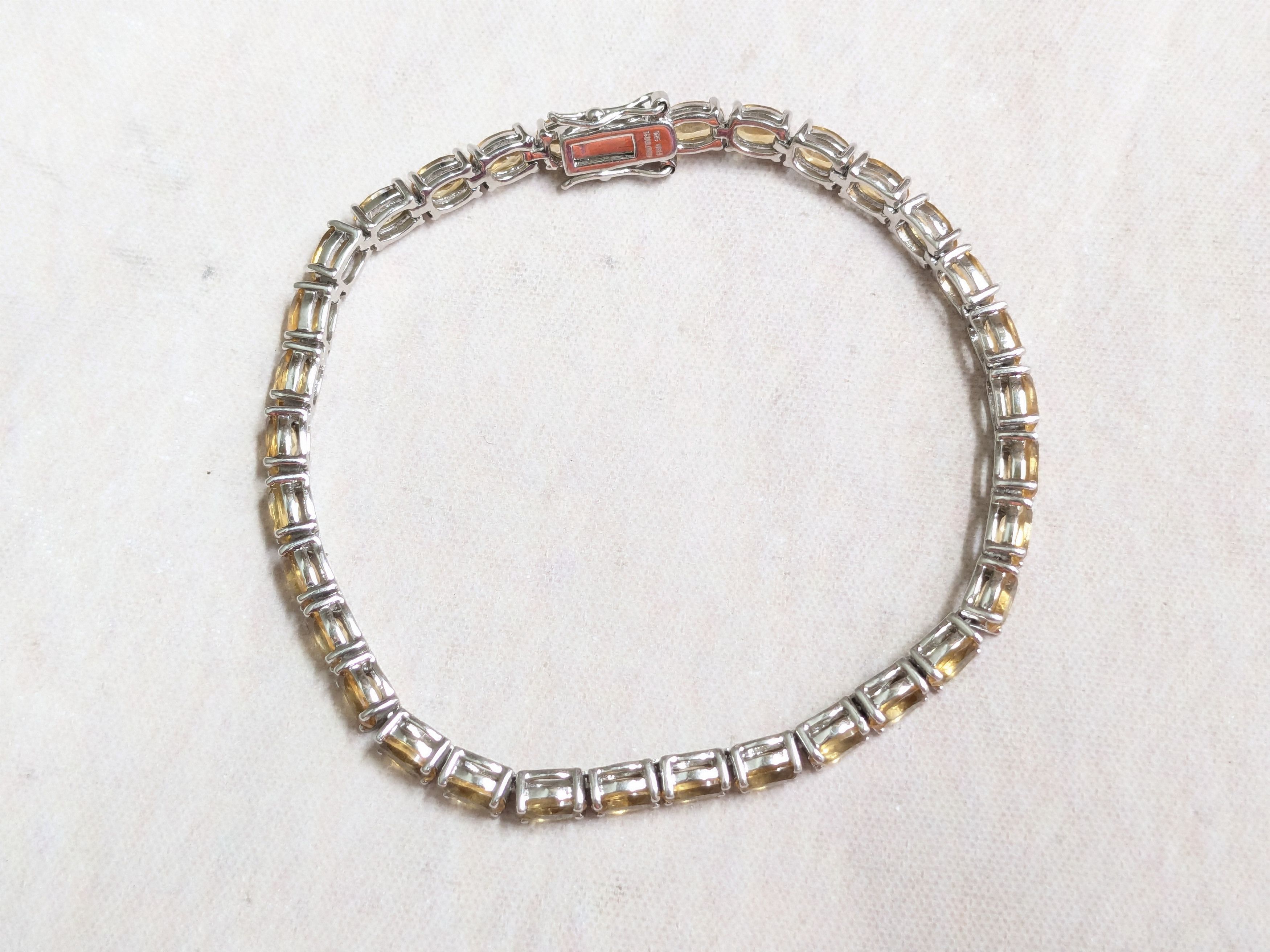 Sterling Silver Sterling Silver Tennis Bracelet Yellow Citrine Oval 8 Size ONE SIZE - 4 Thumbnail