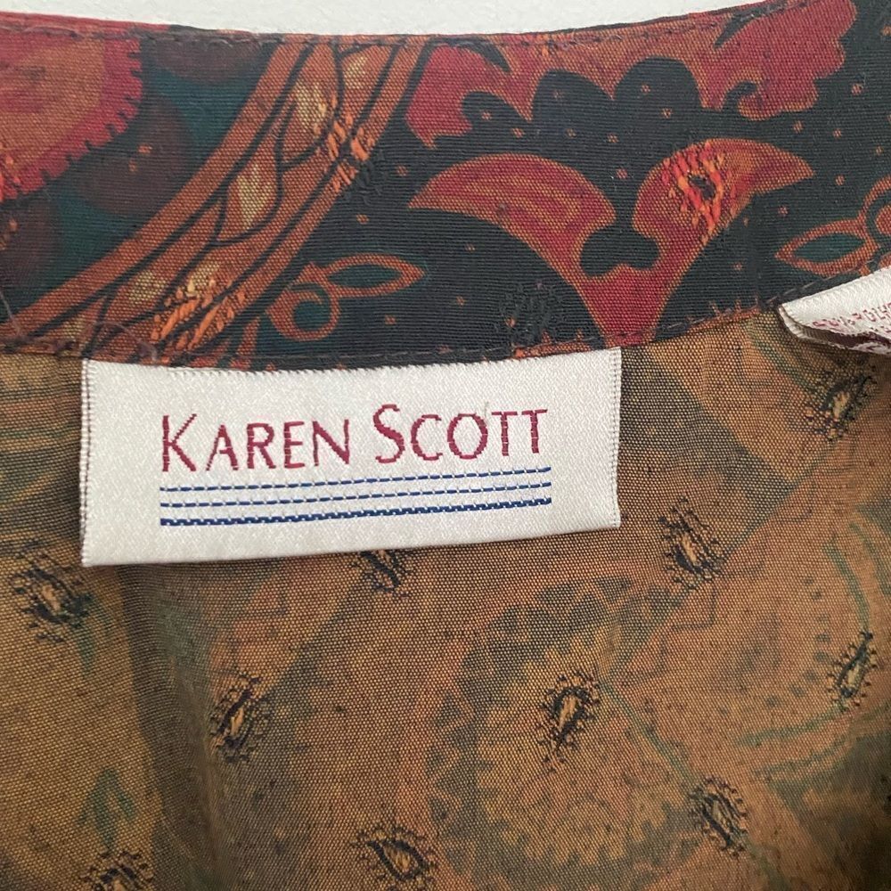 Other Karen Scott Vintage Open Front Abstract Print Blouse – Size Size M / US 6-8 / IT 42-44 - 3 Thumbnail