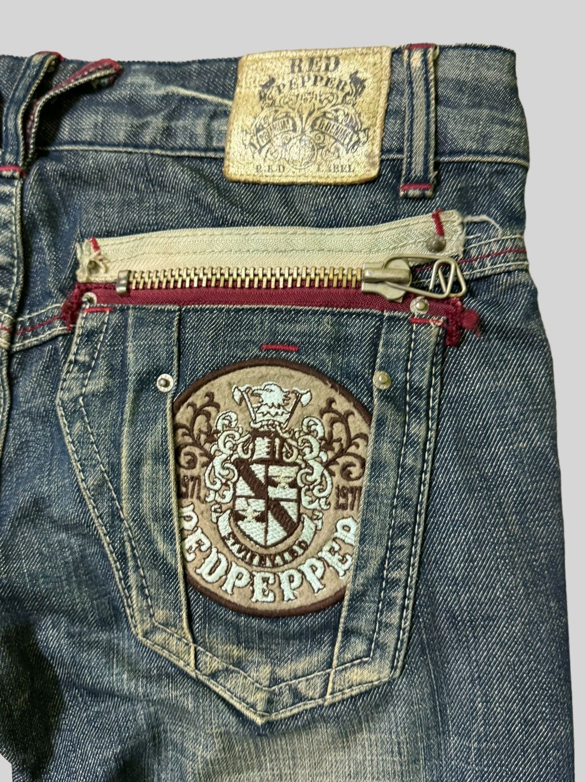 Japanese Brand Flare REDPEPPER Patches Zipper Clawmark Low Rise Denim Size US 29 - 13 Thumbnail
