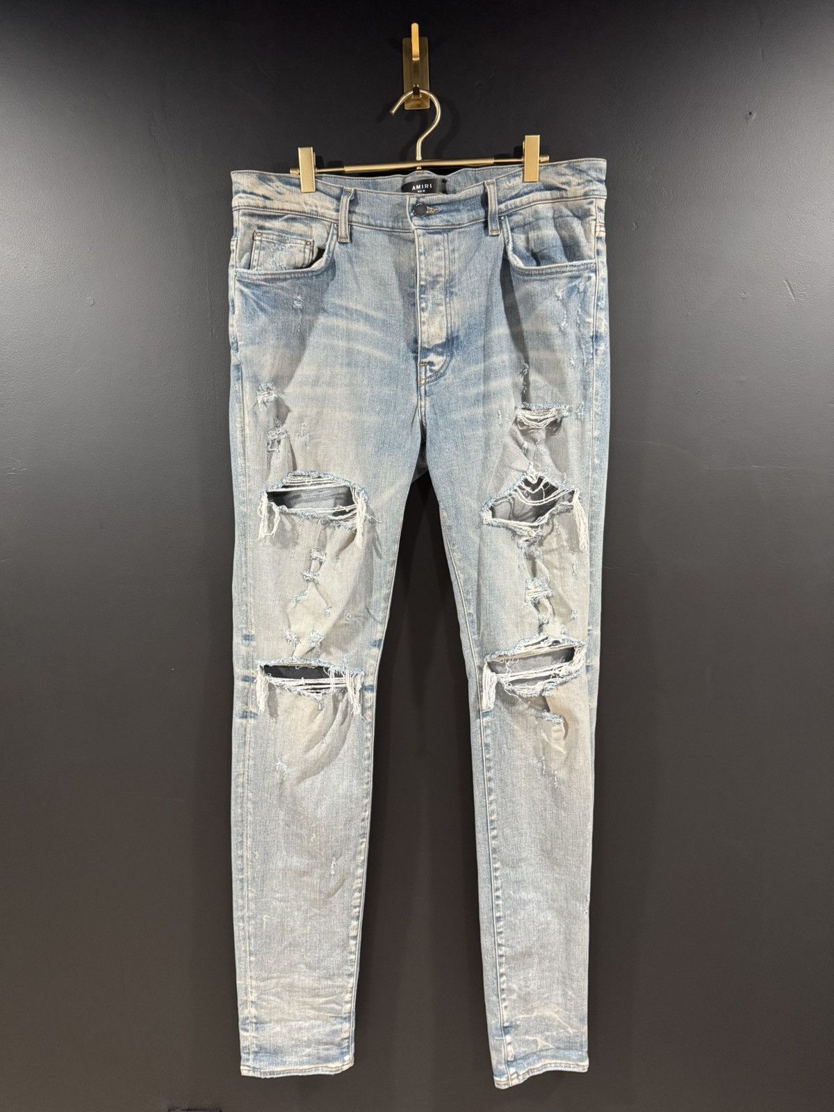 Amiri Amiri Thrasher Plus Distressed Stacked Denim Jeans 36x34 Size US 36 / EU 52 - 2 Thumbnail