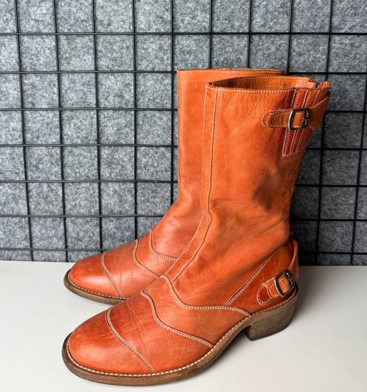 Belstaff Belstaff Roadmaster 1955 Orange Leather Rear Mid-Calf Boots Size US 7 / IT 37 - 1 Thumbnail