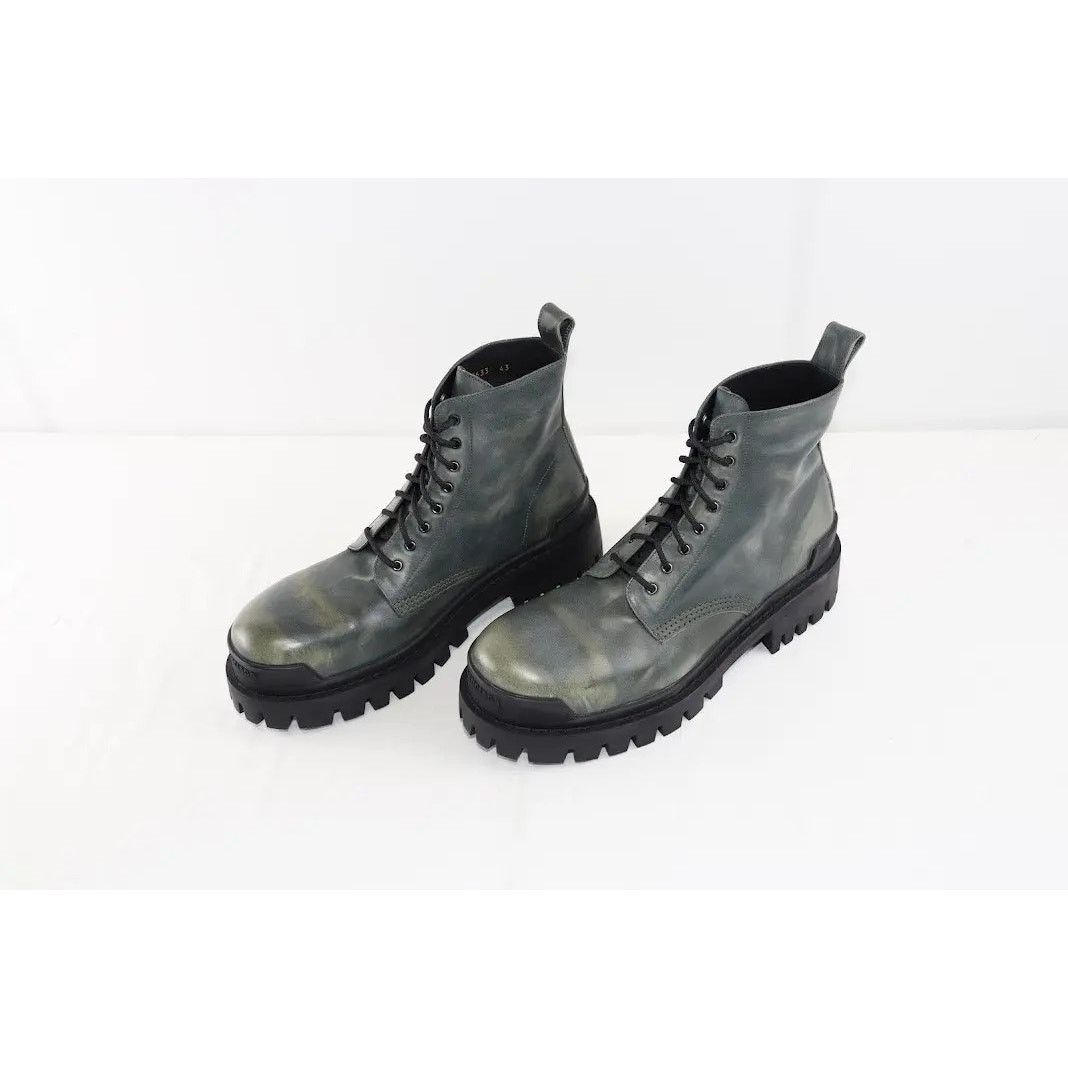 Balenciaga o1rshd1 Worn-Out Effect Leather Strike Bootie L20 in Khaki Size US 10 / EU 43 - 6 Thumbnail