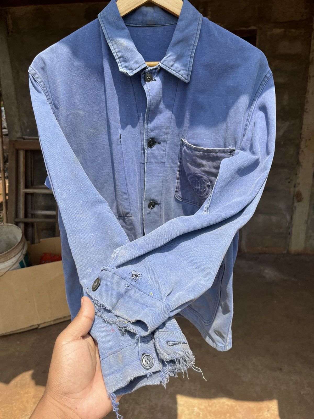 Vintage Thrashed faded chore jacket workwear Distressed Size US L / EU 52-54 / 3 - 2 Thumbnail