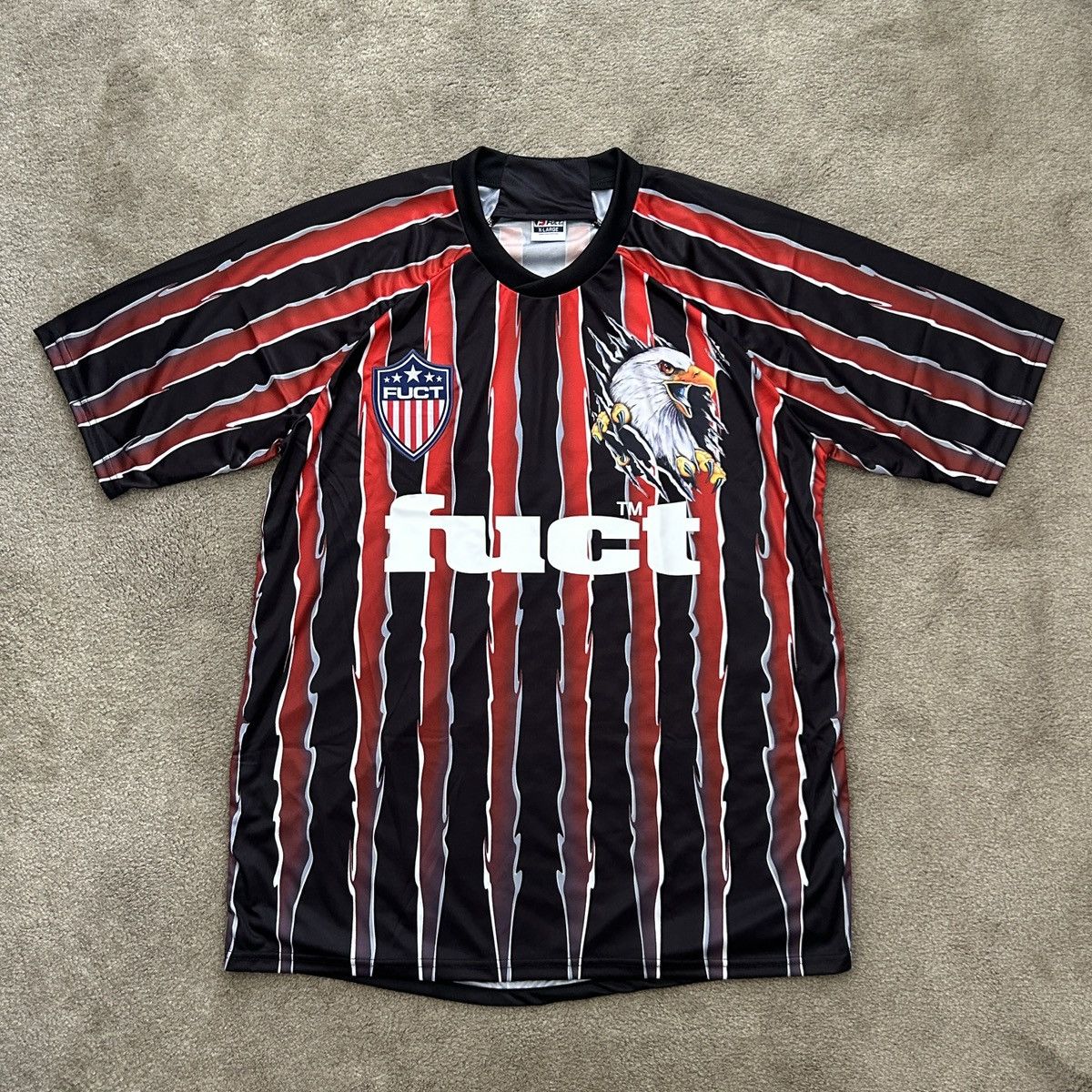 FUCT Fuct Eagle Striped Soccer Jersey Red XL FTP Supreme USA Size US XL / EU 56 / 4 - 1 Thumbnail