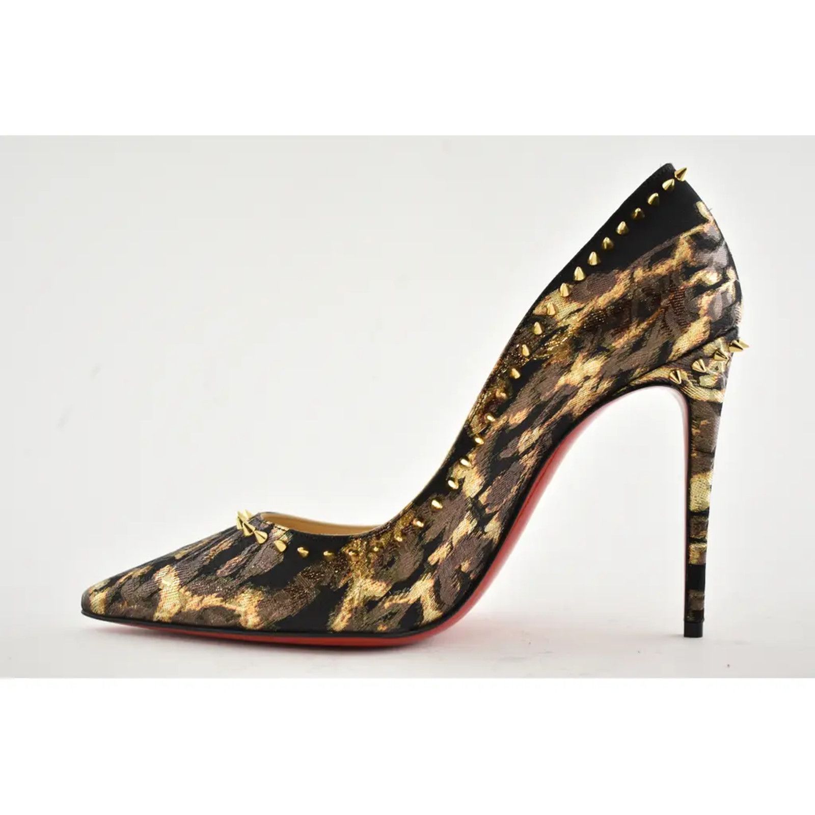 Christian Louboutin Christian Louboutin Anjalina 100 Lurex Tresor Black Gold Size US 7 / IT 37 - 8 Thumbnail