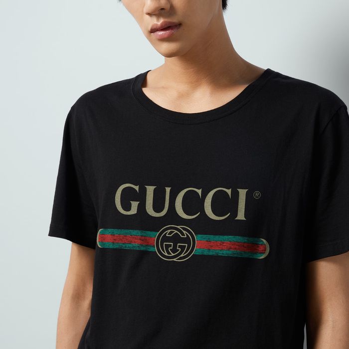 Gucci GUCCI T SHIRT BLACK GG MONOGRAM LOGO WHITE 440103 X3F05 1508