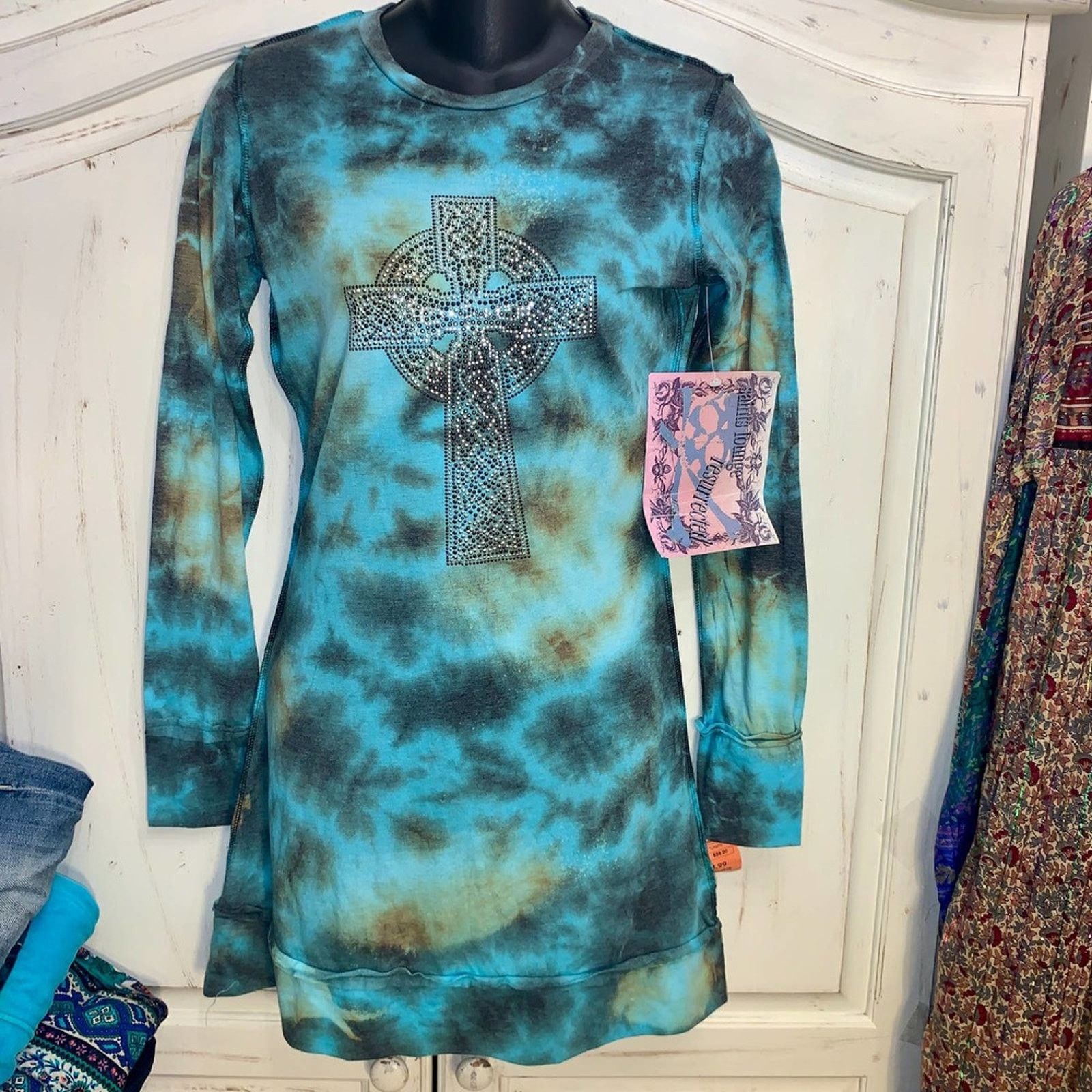 Vintage 90s Nwt Deadstock Tie Dye Studded Dress MALTESE CROSS GRUNGE Size S / US 4 / IT 40 - 1 Thumbnail