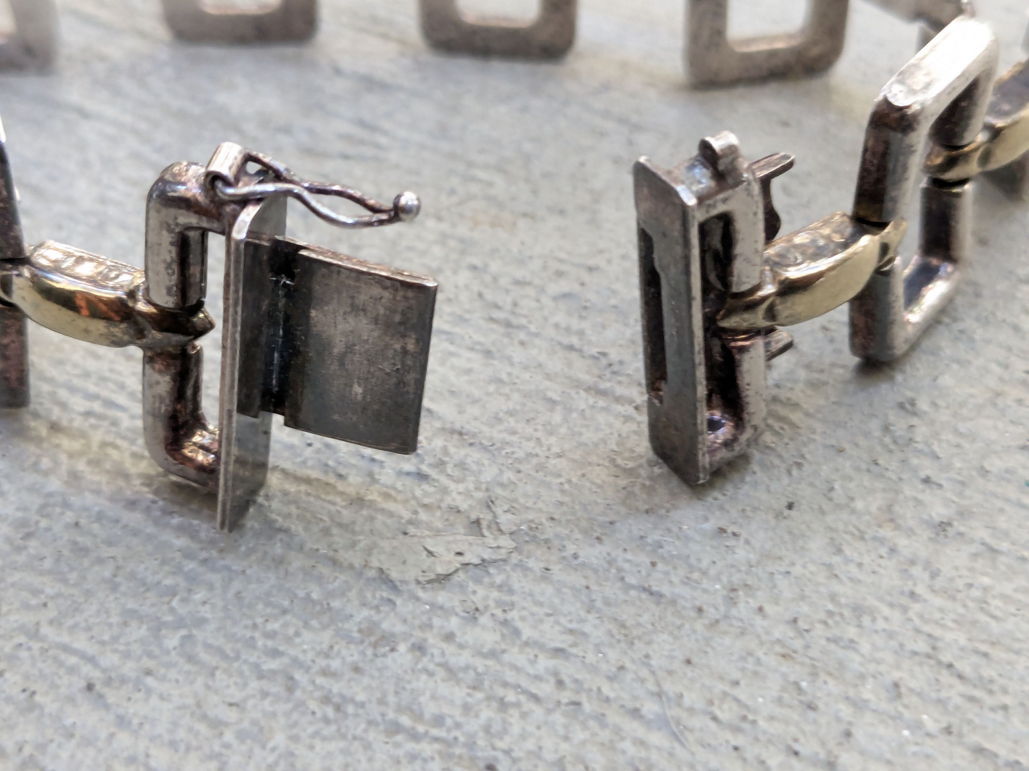 Vintage Vintage Sterling Silver Bracelet Rectangle Two Tone Italy Size ONE SIZE - 9 Thumbnail