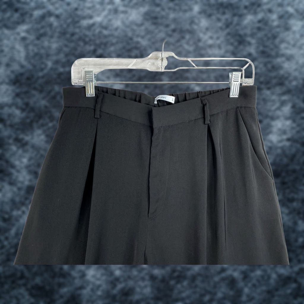 Vintage Tronjori Black Pleated High-Waist Wide-Leg Pants Women L Palazzo Trousers Dress Pants Size 36" / US 14 / IT 50 - 1 Thumbnail