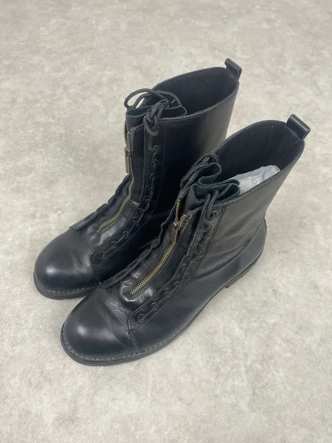 Calvin Klein 2000s Calvin Klein Ultra Zip Black Ankle Leather Boots Size US 11 / EU 44 - 2 Thumbnail