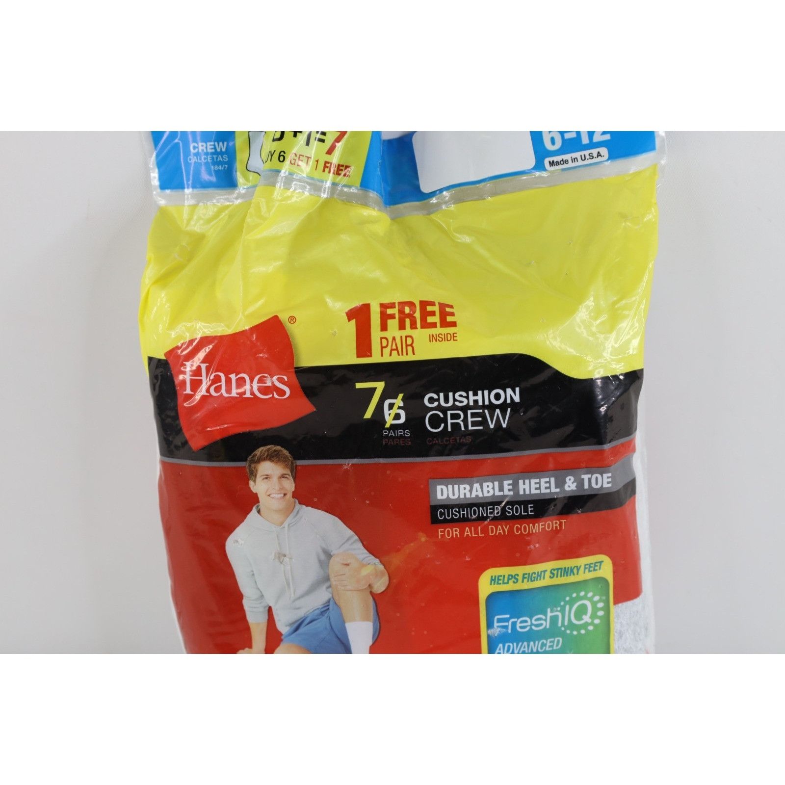 Hanes Deadstock Vintage Y2K Hanes 6 Pack Crew Socks Size ONE SIZE - 3 Thumbnail